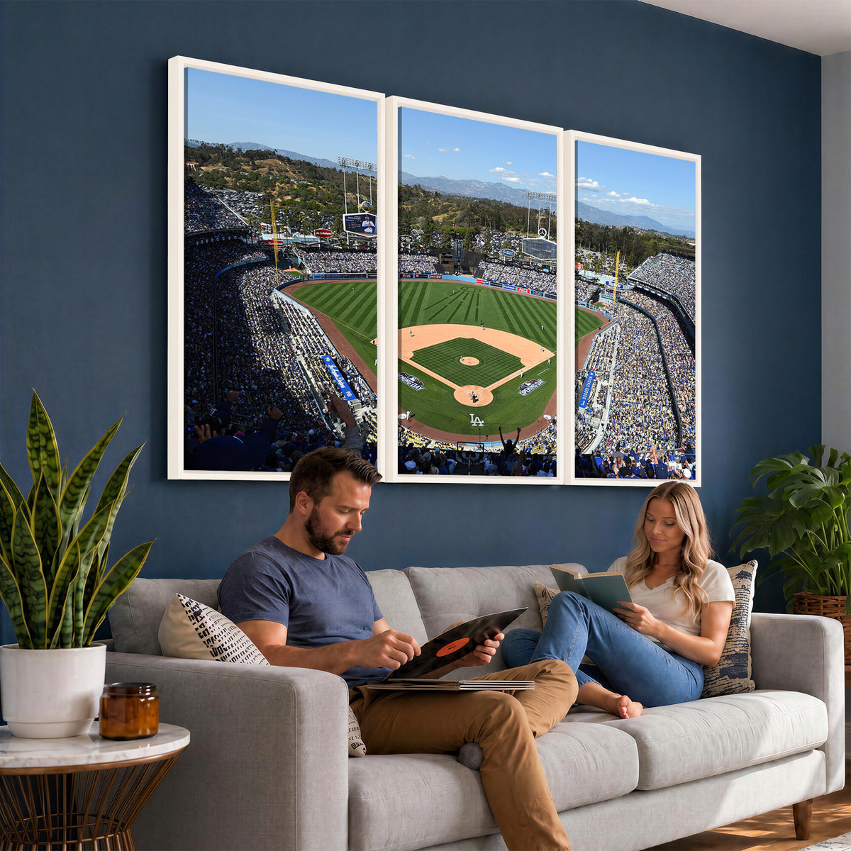 20436-MGV-CV-36X24 - Los Angeles Dodgers Dodger Stadium Wall Art Canvas Print, Framed and Ready to Hang