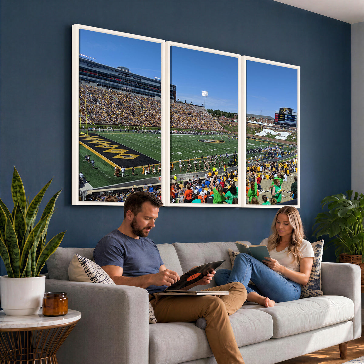 38399-MGV-CV-36X24 - University of Missouri Tigers Football Team Print, Columbia Faurot Field Memorial Stadium Wall Art