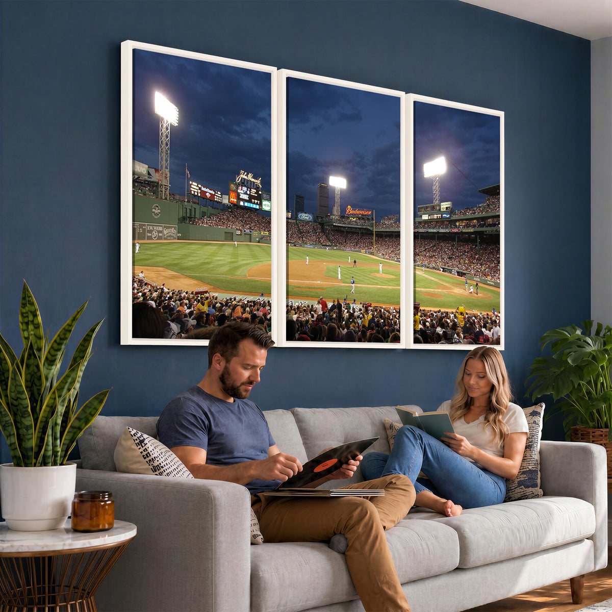 85099-MGV-CV-36X24 - Boston Red Sox Baseball Team Print Canvas, Massachusetts Fenway Park Stadium Wall Art