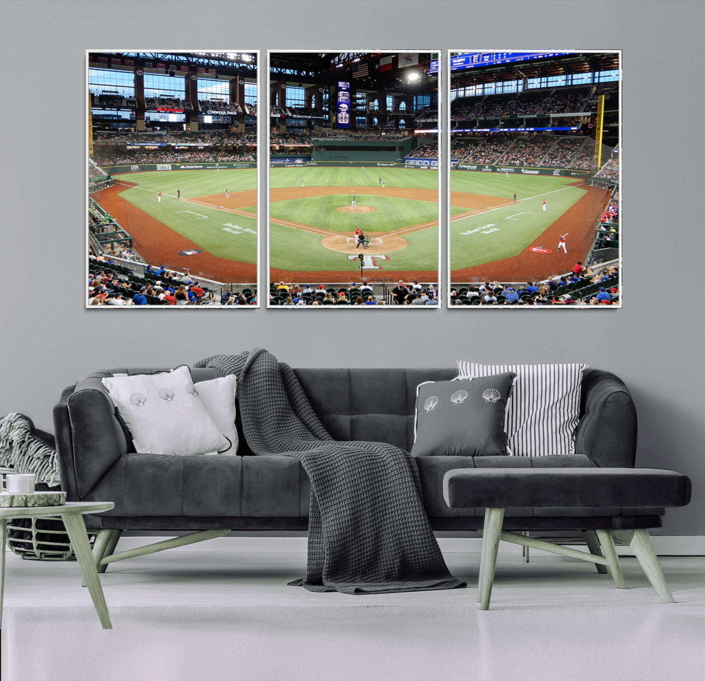 MGV-FC-60X30-3P - Texas Rangers Baseball Team Print - Arlington Globe Life Field Stadium Canvas Print Wall Art
