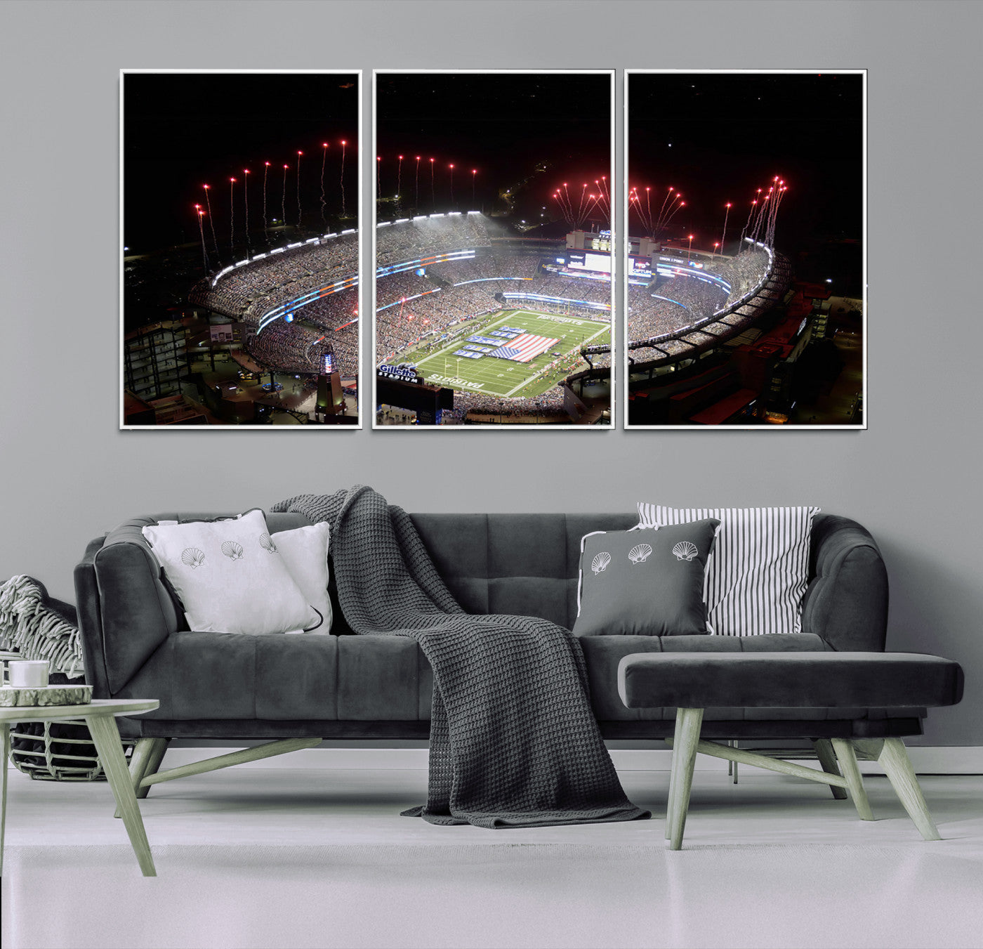MGV-FC-60X30-3P - New England Patriots Team Print Wall Art- Foxborough Gillette Stadium Wall Art Canvas Print