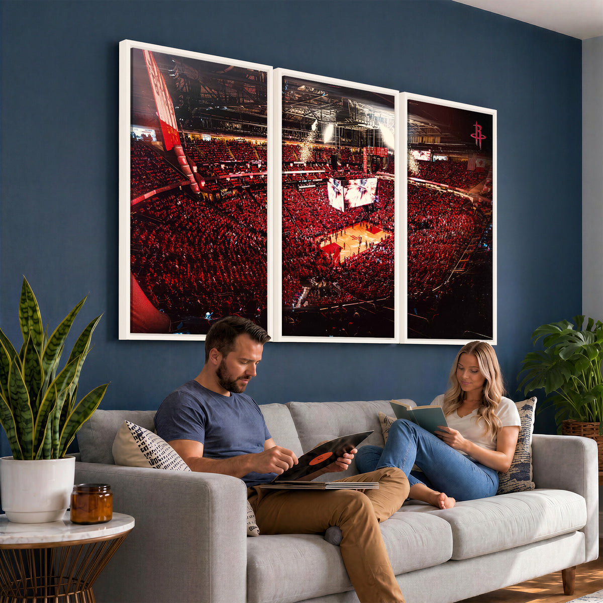 91527-MGV-CV-36X24 - Houston Rockets Basketball Team Print Canvas, Houston Toyota Center Arena Wall Art