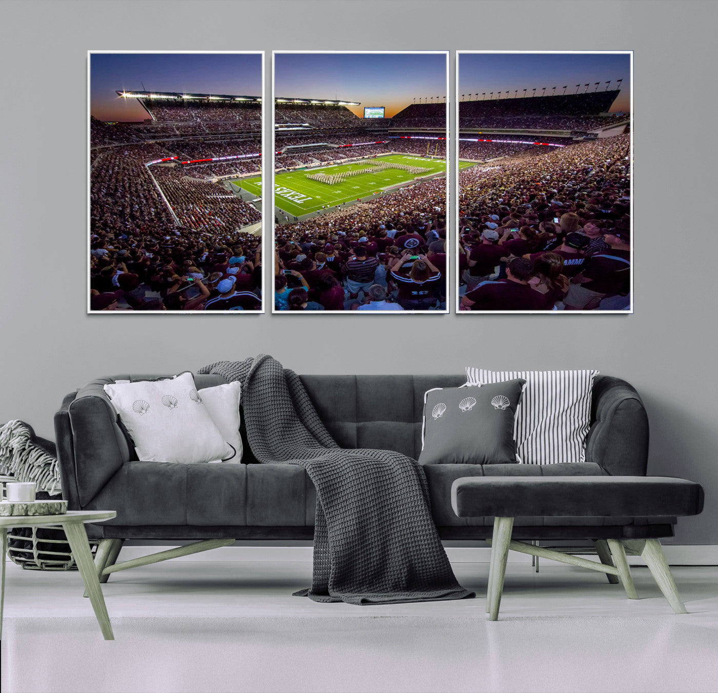 25148-MGV-CV-36X24-Texas A&M University Aggies Football Team Print - College Station Kyle Field Stadium Wall Art Canvas
