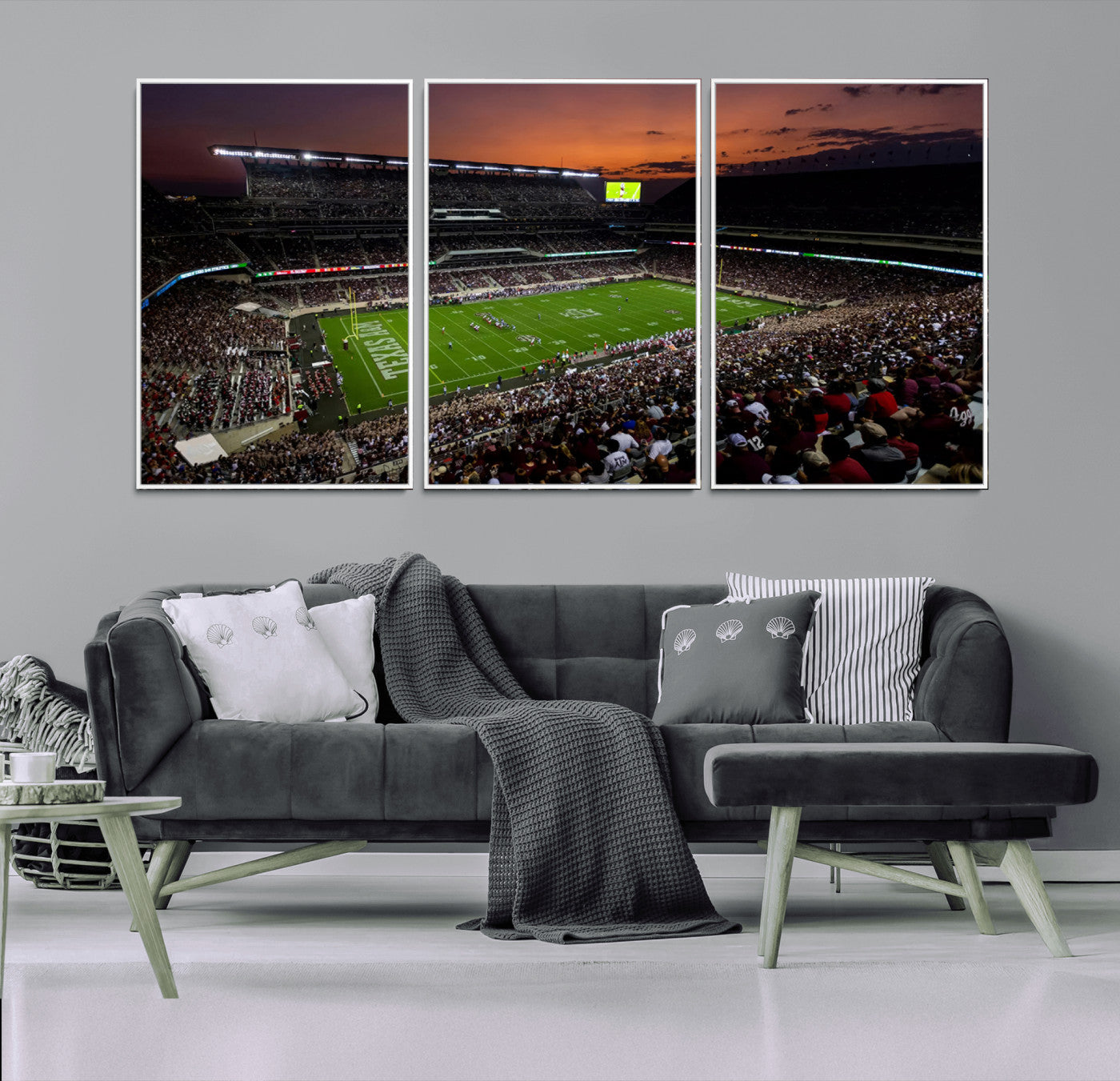 MGV-FC-60X30-3P - Texas A&M University Aggies Football Team Print - College Station Kyle Field Stadium Wall Art Canvas