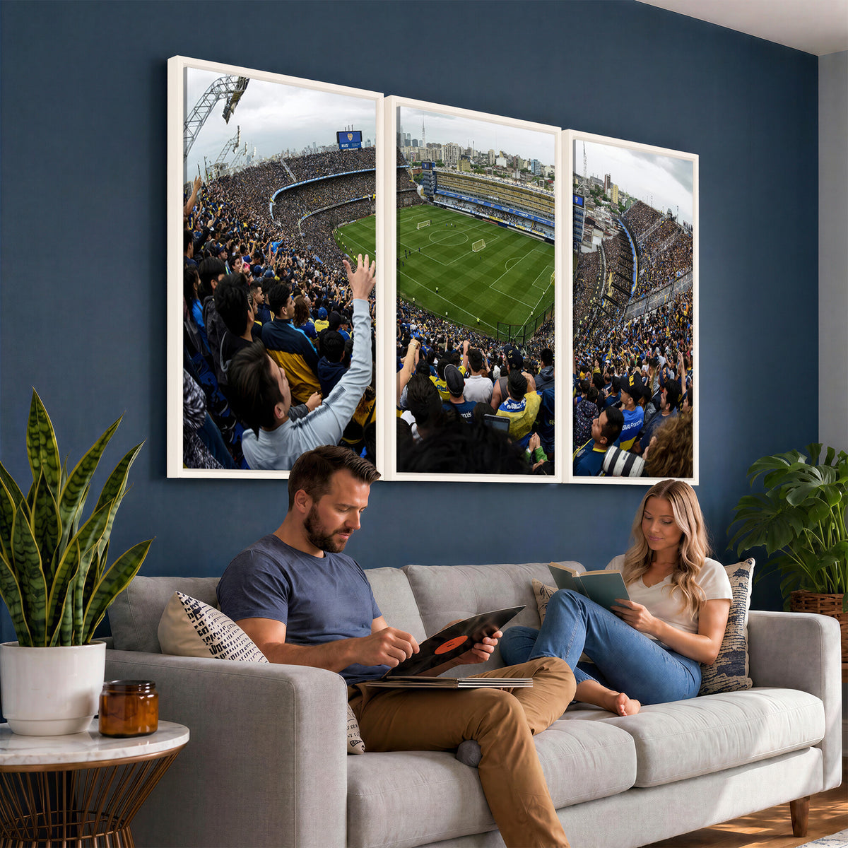 23173-MGV-CV-36X24 - Boca Juniors Soccer Team Print, Buenos Aires Bombonera, Framed and Ready to Hang