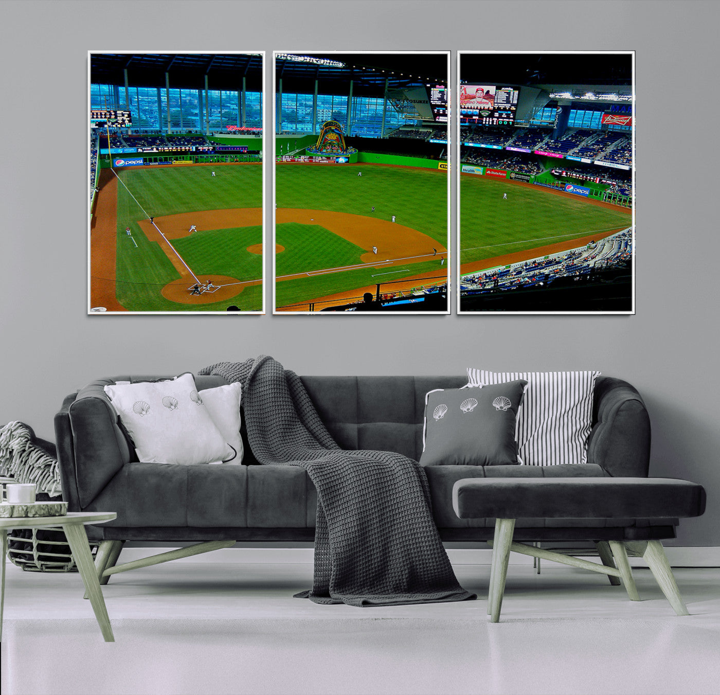 MGV-FC-60X30-3P - Miami Marlins Baseball Team Print - Miami LoanDepot Park Stadium Wall Art Canvas Print