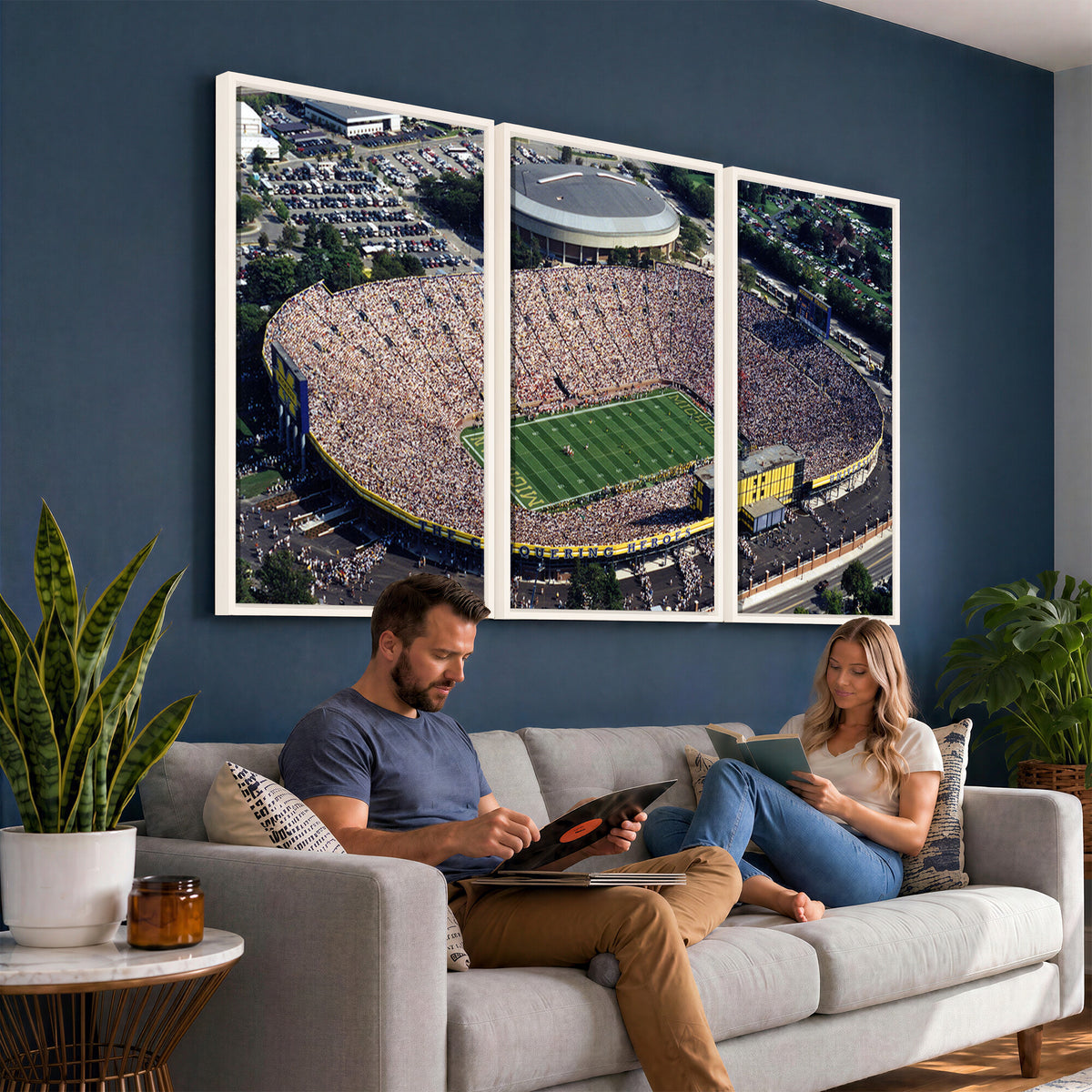 27314-MGV-CV-36X24 - Michigan Wolverines Football Team Print, Ann Arbor Michigan Stadium Wall Art