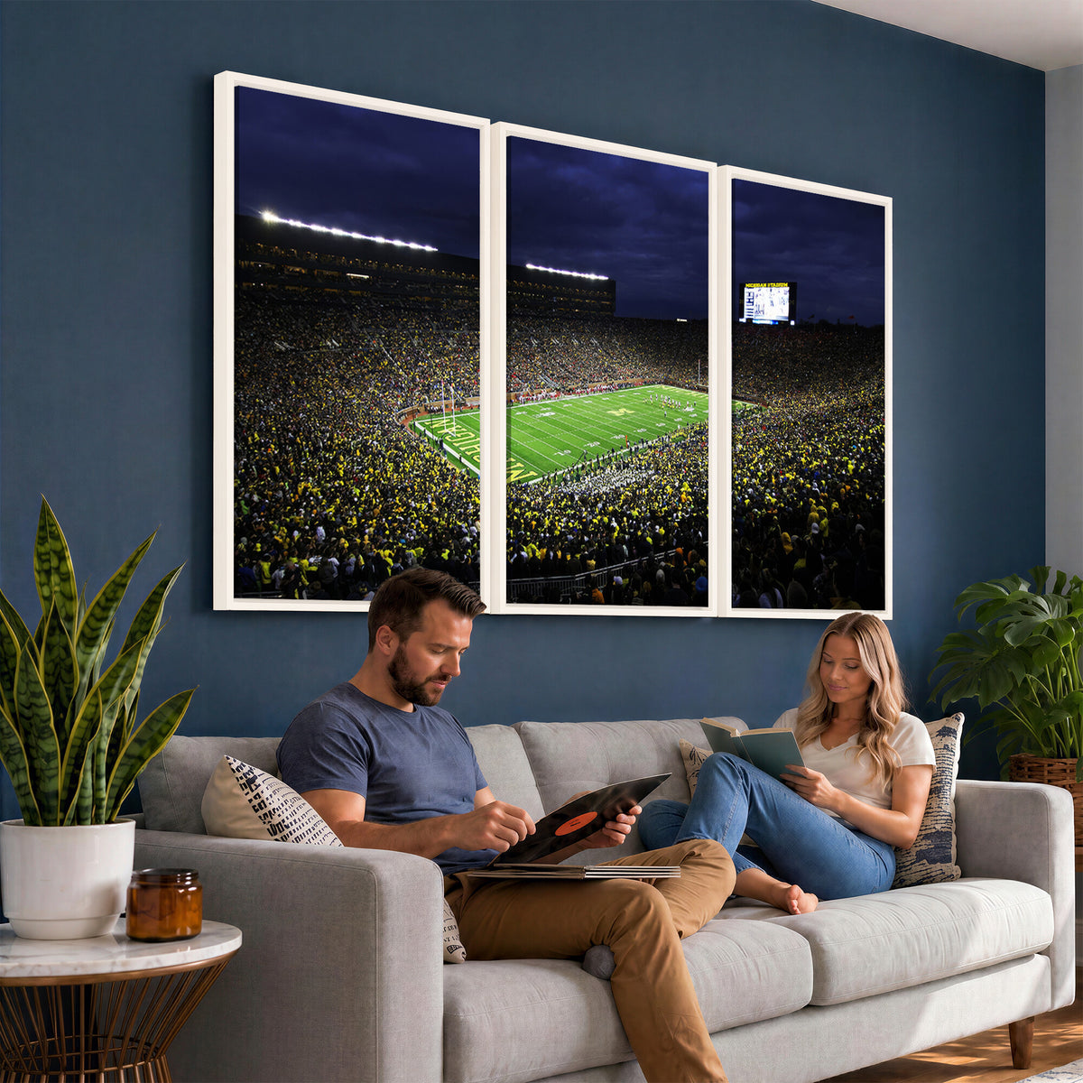 15448-MGV-CV-36X24 - Michigan Wolverines Football Canvas Wall Decor, Football Team Print, Ann Arbor Michigan Stadium