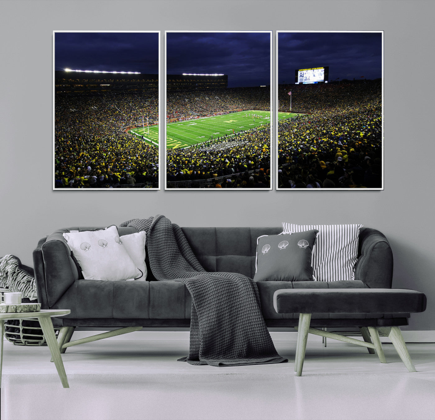 MGV-FC-60X30-3P - Michigan Wolverines Football Canvas Wall Decor, Football Team Print - Ann Arbor Michigan Stadium