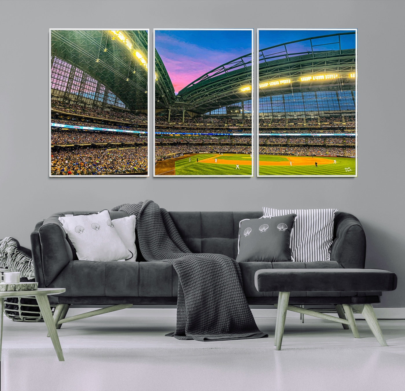 MGV-FC-60X30-3P - Milwaukee Brewers Baseball Team Print Canvas- American Family Field Stadium Wall Art Canvas Print