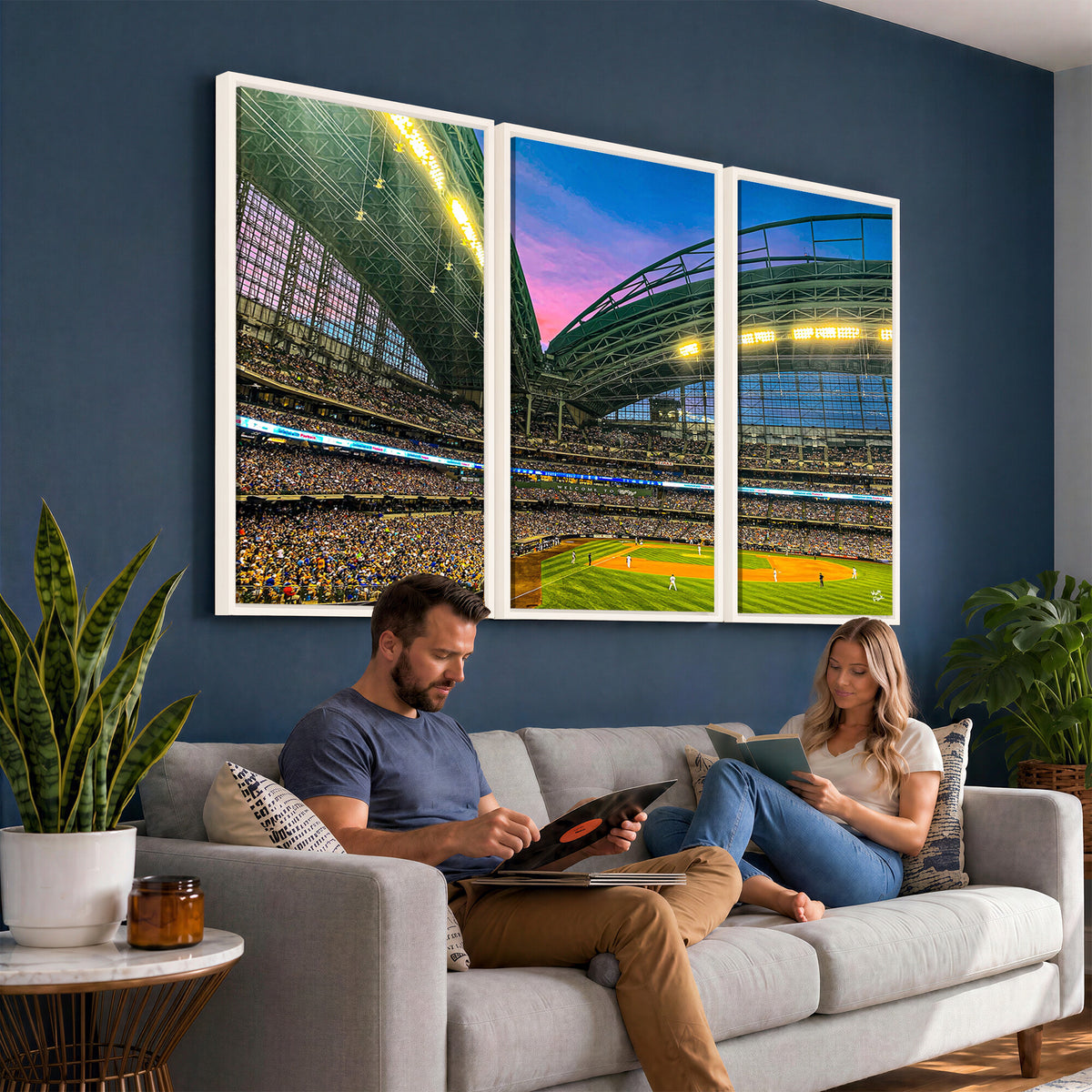 17006-MGV-CV-36X24 - Milwaukee Brewers Baseball Team Print Canvas, American Family Field Stadium Wall Art