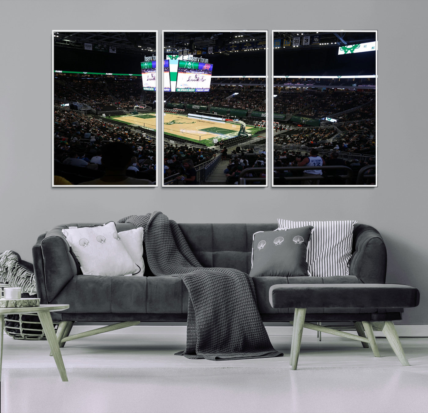 69882-MGV-CV-36X24-Milwaukee Bucks Basketball Print - Fiserv Forum Stadium Wall Art Canvas Print