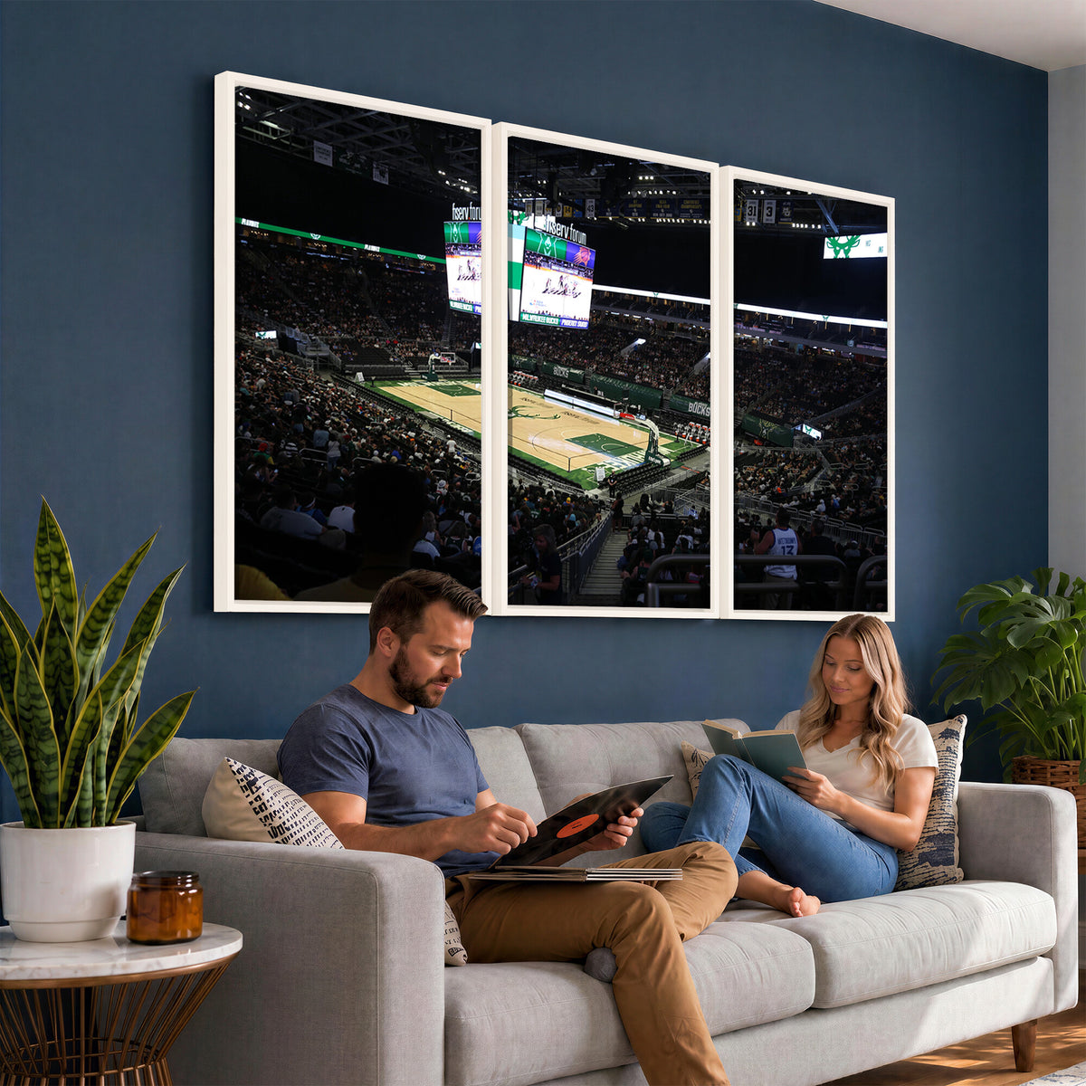 69882-MGV-CV-36X24 - Milwaukee Bucks Basketball Print, Fiserv Forum Stadium Wall Art