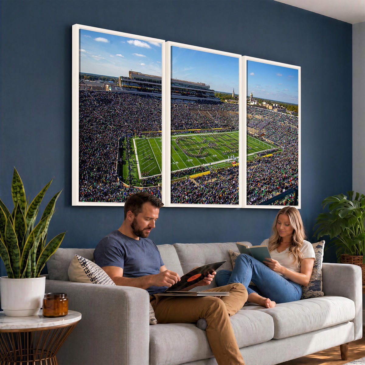 50114-MGV-CV-36X24 - Notre Dame Fighting Irish Football Team Print, Notre Dame Stadium Wall Art