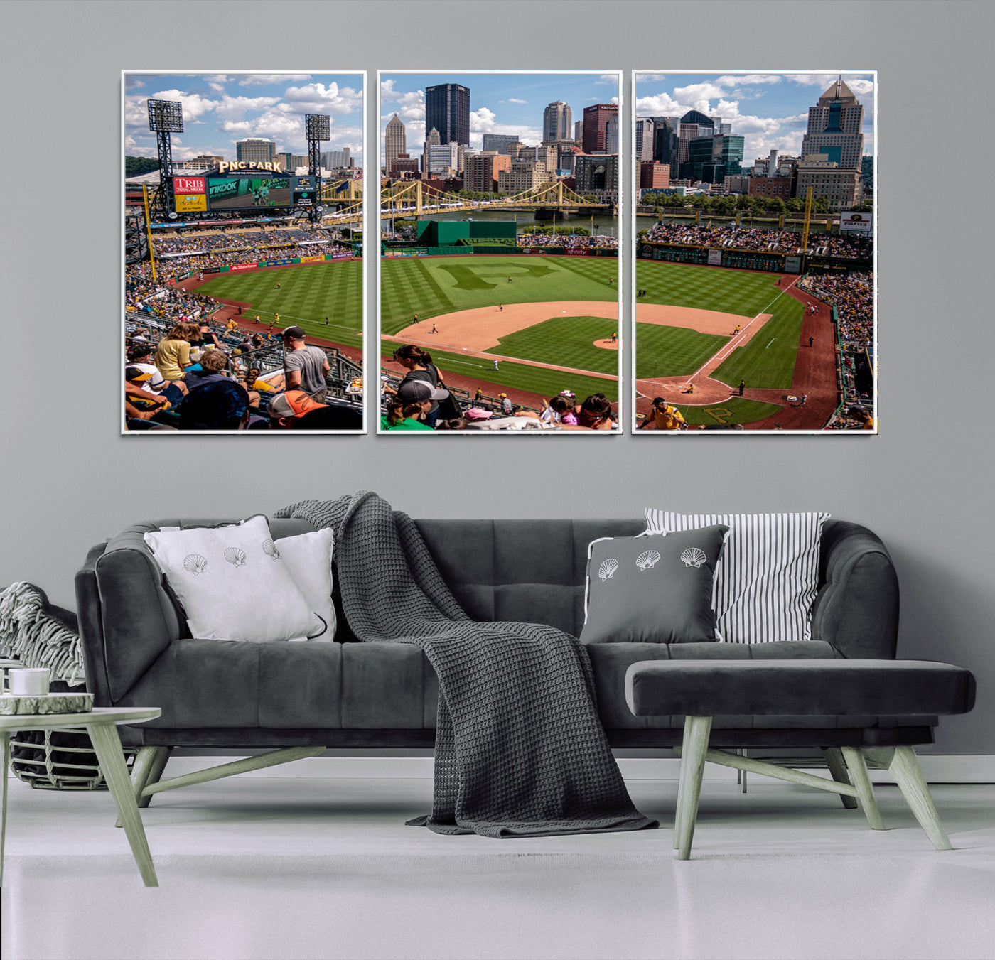 66872-MGV-CV-36X24-Pittsburgh Pirates Baseball Team Print - PNC Park Stadium Wall Art Canvas Print - Ready to Hang