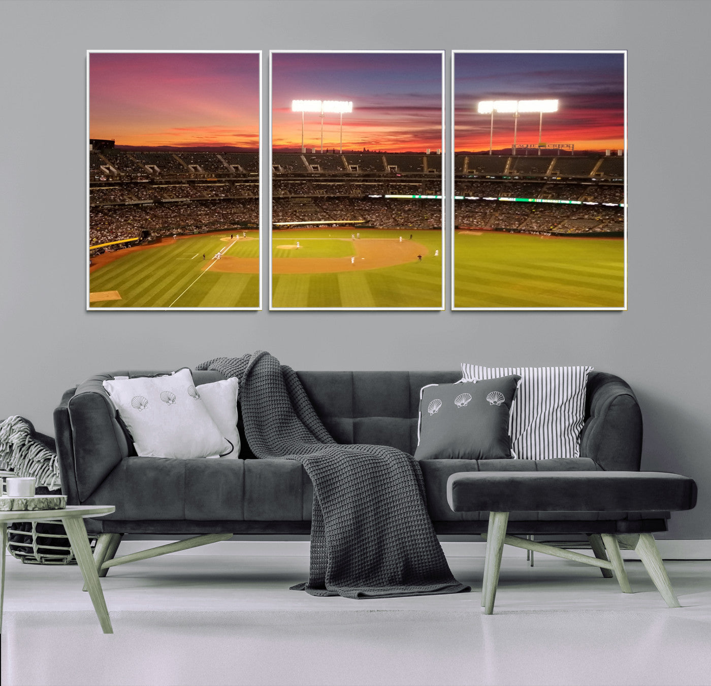 73718-MGV-CV-36X24-Oakland Athletics Baseball Team Print - Oakland Coliseum Stadium Wall Art Canvas Print