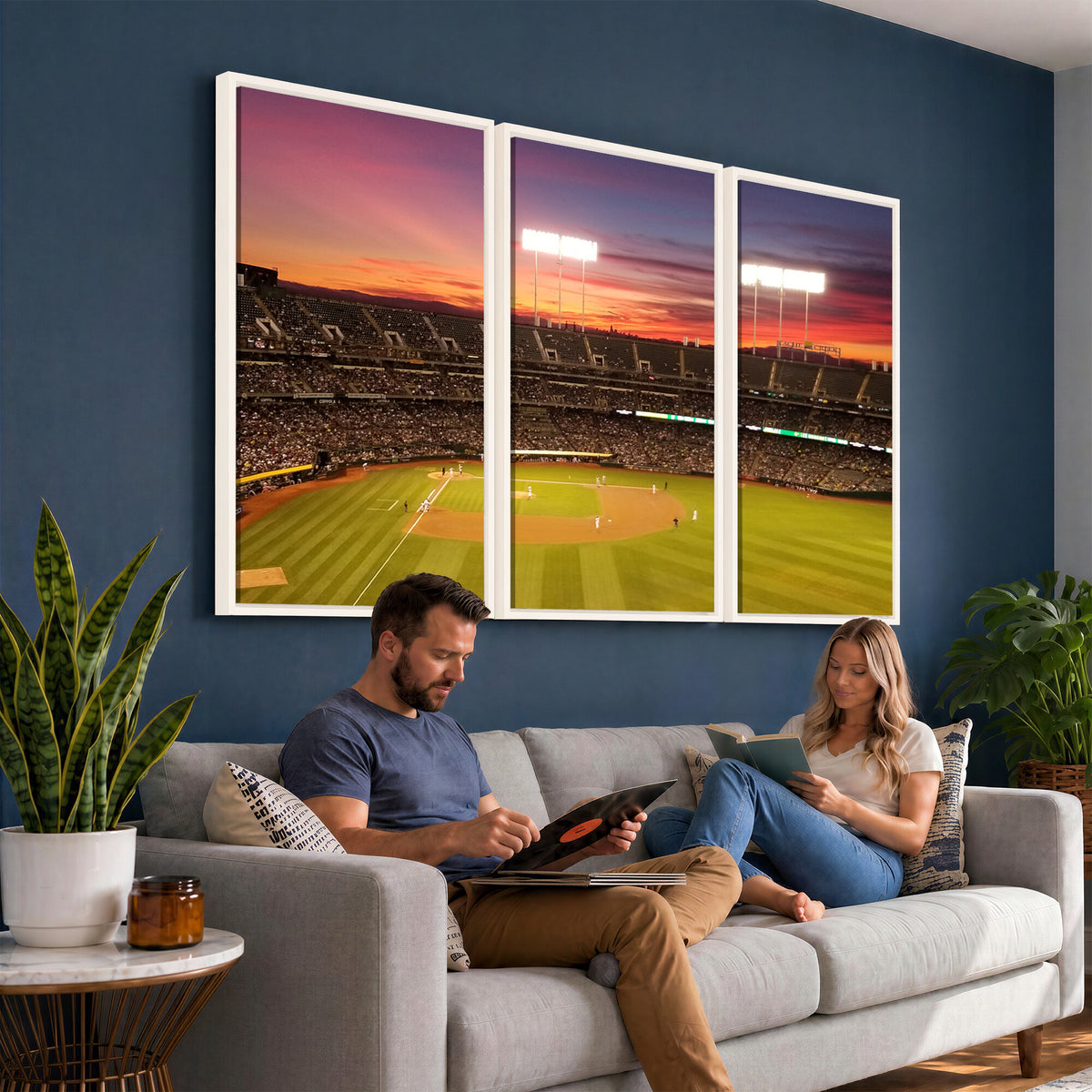 73718-MGV-CV-36X24 - Oakland Athletics Baseball Team Print, Oakland Coliseum