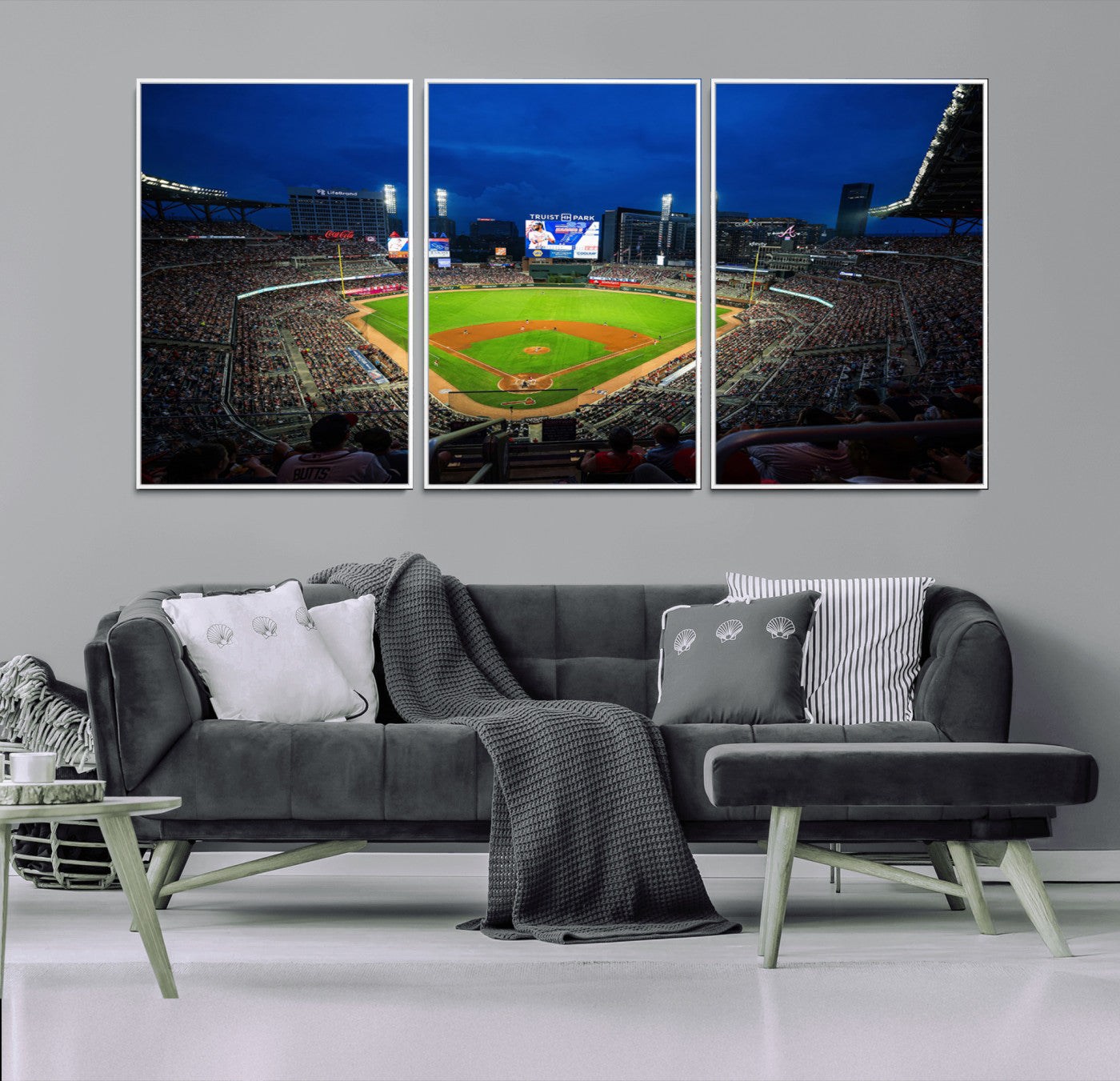 MGV-FC-60X30-3P - Truist Park Night Game Canvas Art - Atlanta Braves Stadium Wall Art Canvas
