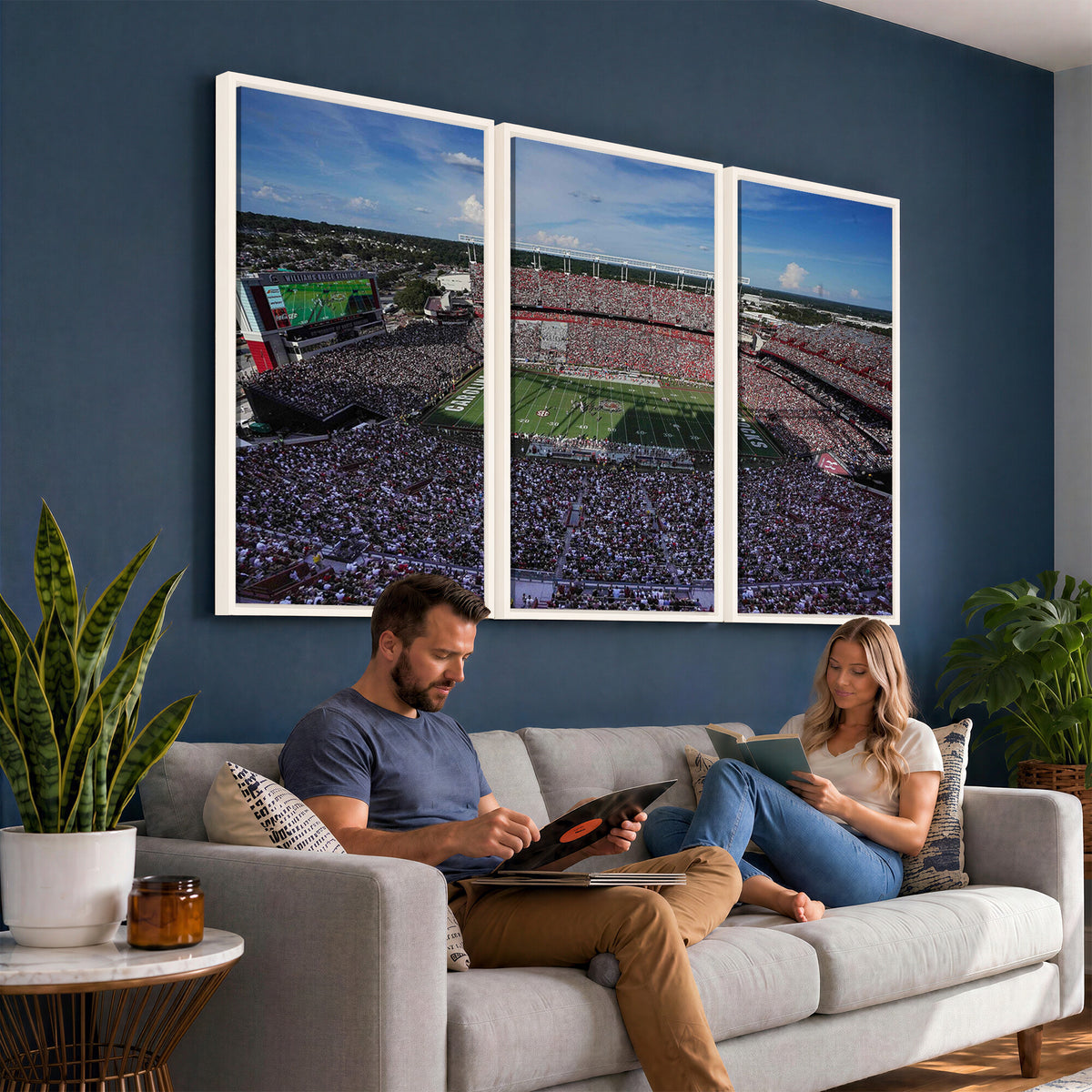 83382-MGV-CV-36X24 - South Carolina Gamecocks Football Team Print, Columbia Williams-Brice Stadium Wall Art