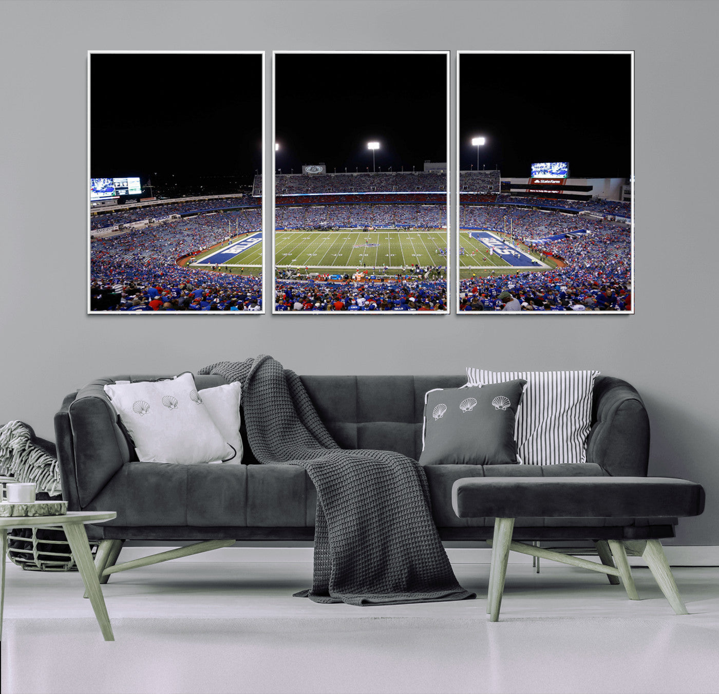 MGV-FC-60X30-3P - Buffalo Bills Wall Art - Buffalo Bills Stadium Canvas Print, Perfect Sports Decor for Living Rooms,