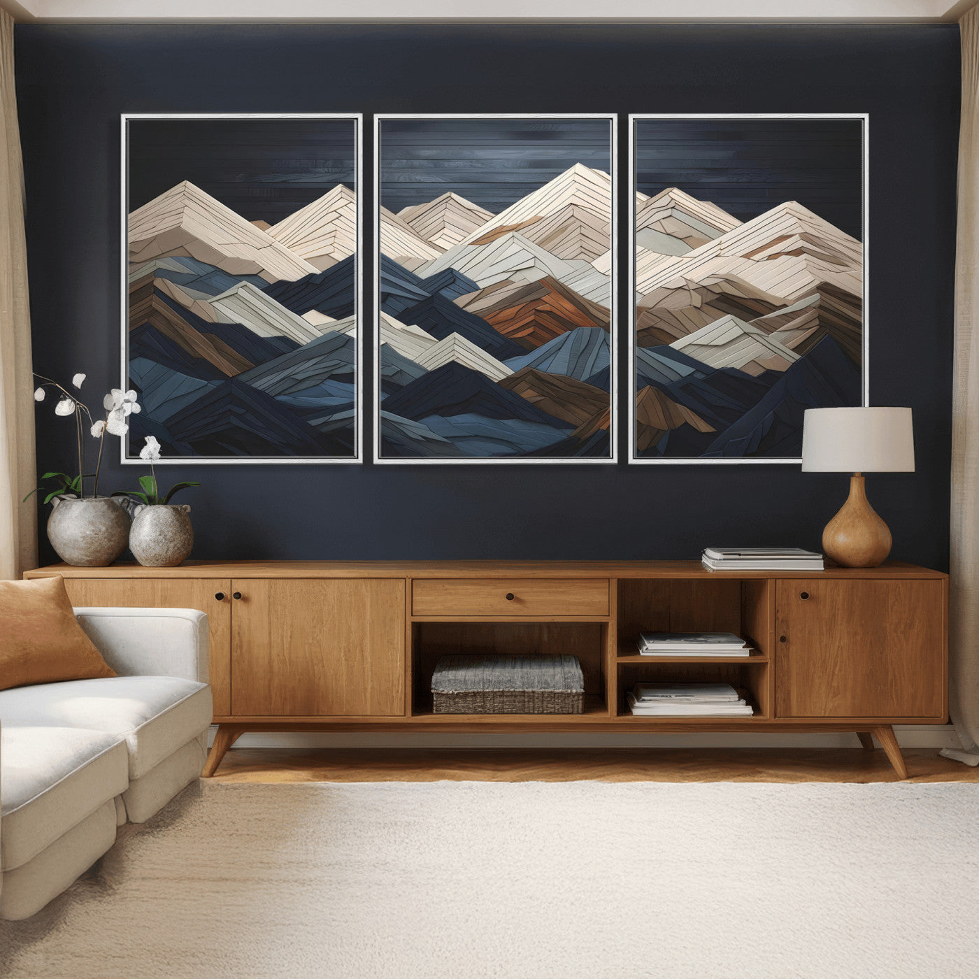 12896-MGV-CV-36X24 - Wood Mountain Wall Art | Mountain Canvas Print Wood Decor | Ready to Hang for Cabin Decor