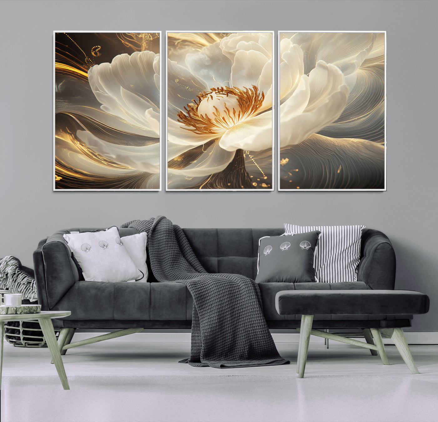 MGV-FC-60X30-3P - Abstract Floral Wall Art Canvas Print