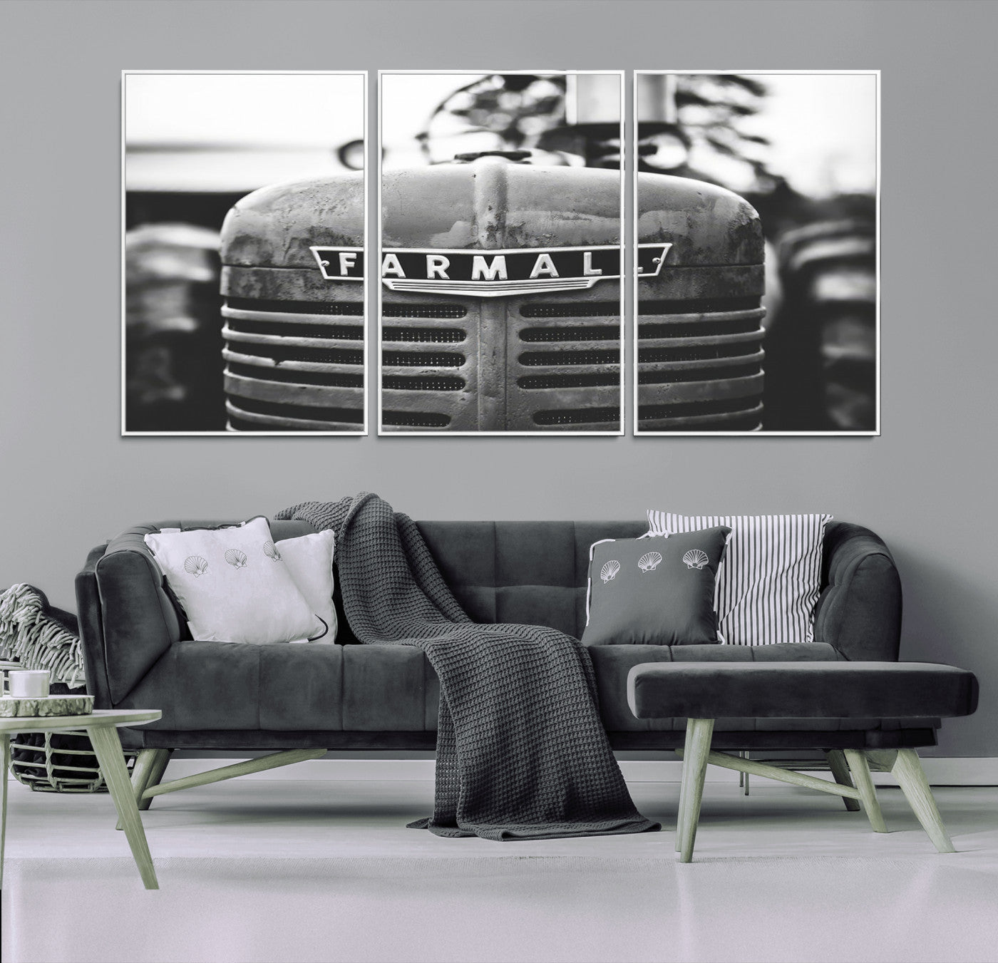 MGV-FC-60X30-3P - Vintage Farmall Tractor Wall Art Canvas Print, Rustic Farmhouse Decor Ready to Hang