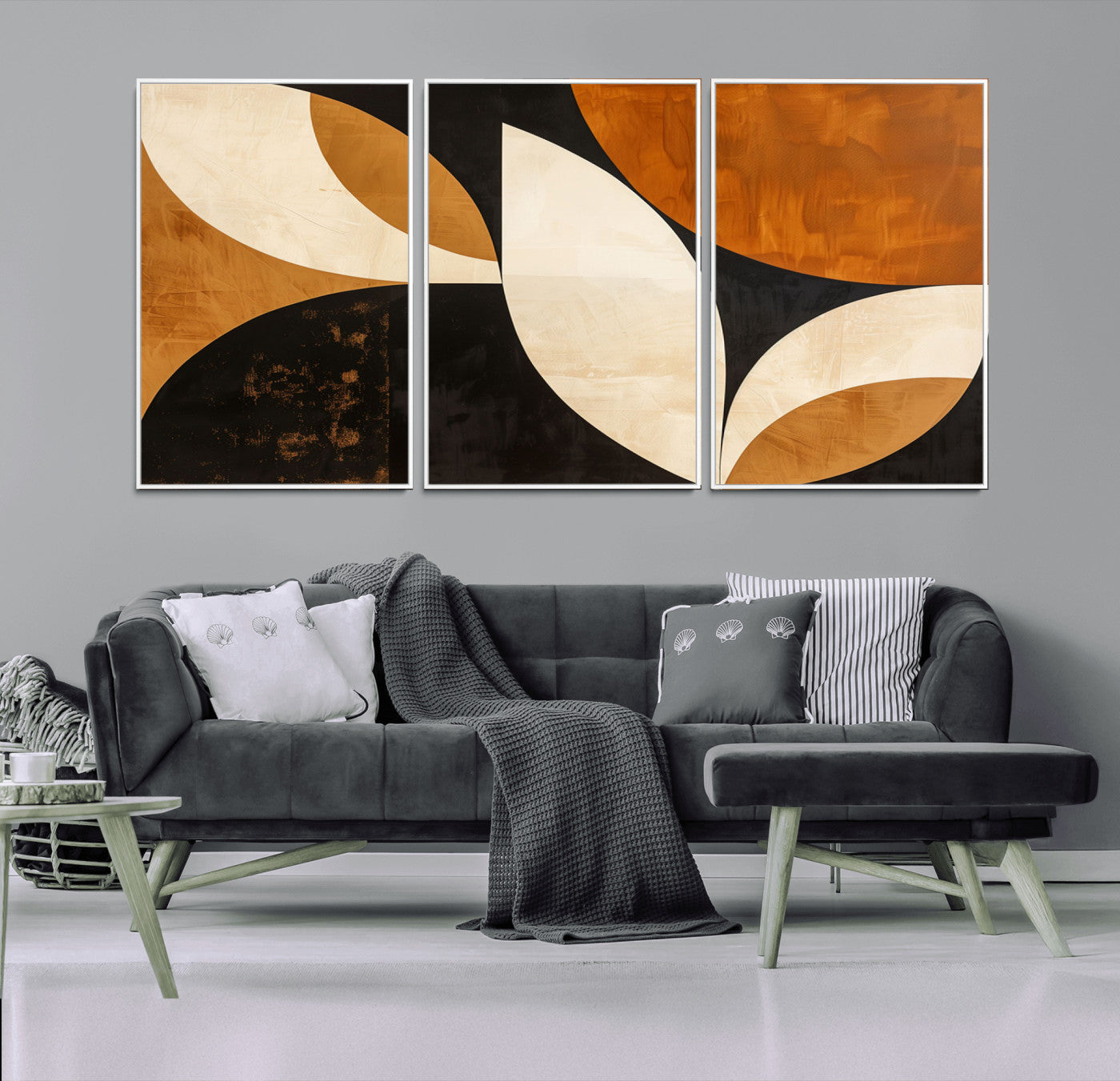 21251-MGV-CV-36X24-Geometric Abstract Wall Art Canvas Print, Mid Century Modern Wall Art Print