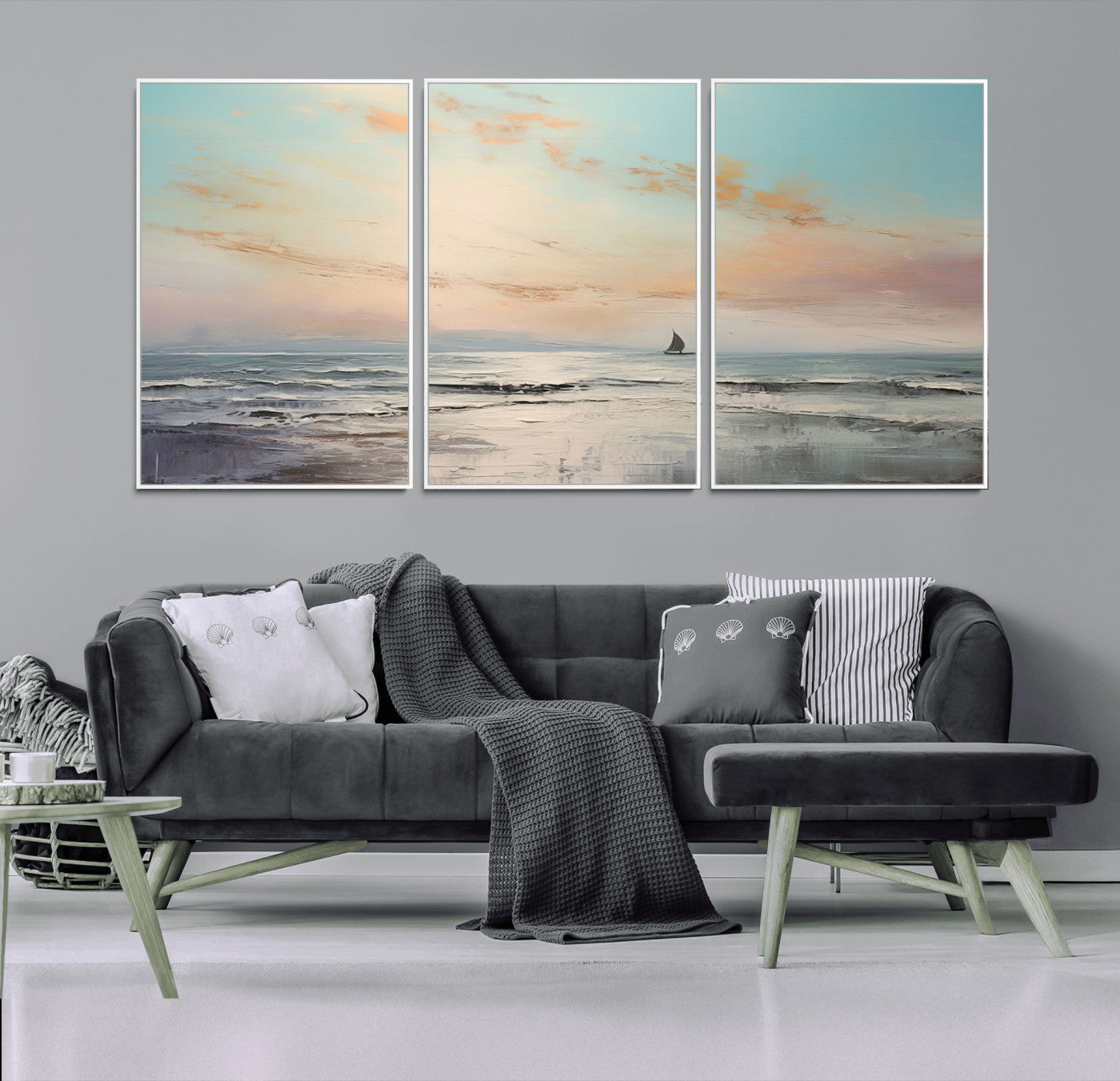 MGV-FC-60X30-3P - Abstract Ocean Wall Art -  Boat Wall Art Canvas Print