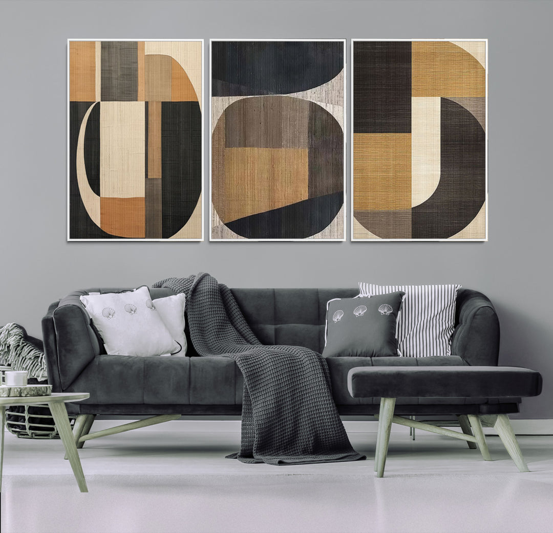 Modern Brown Wabi Sabi Abstract Wall Art Canvas Print Set, Minimalist Wall Art