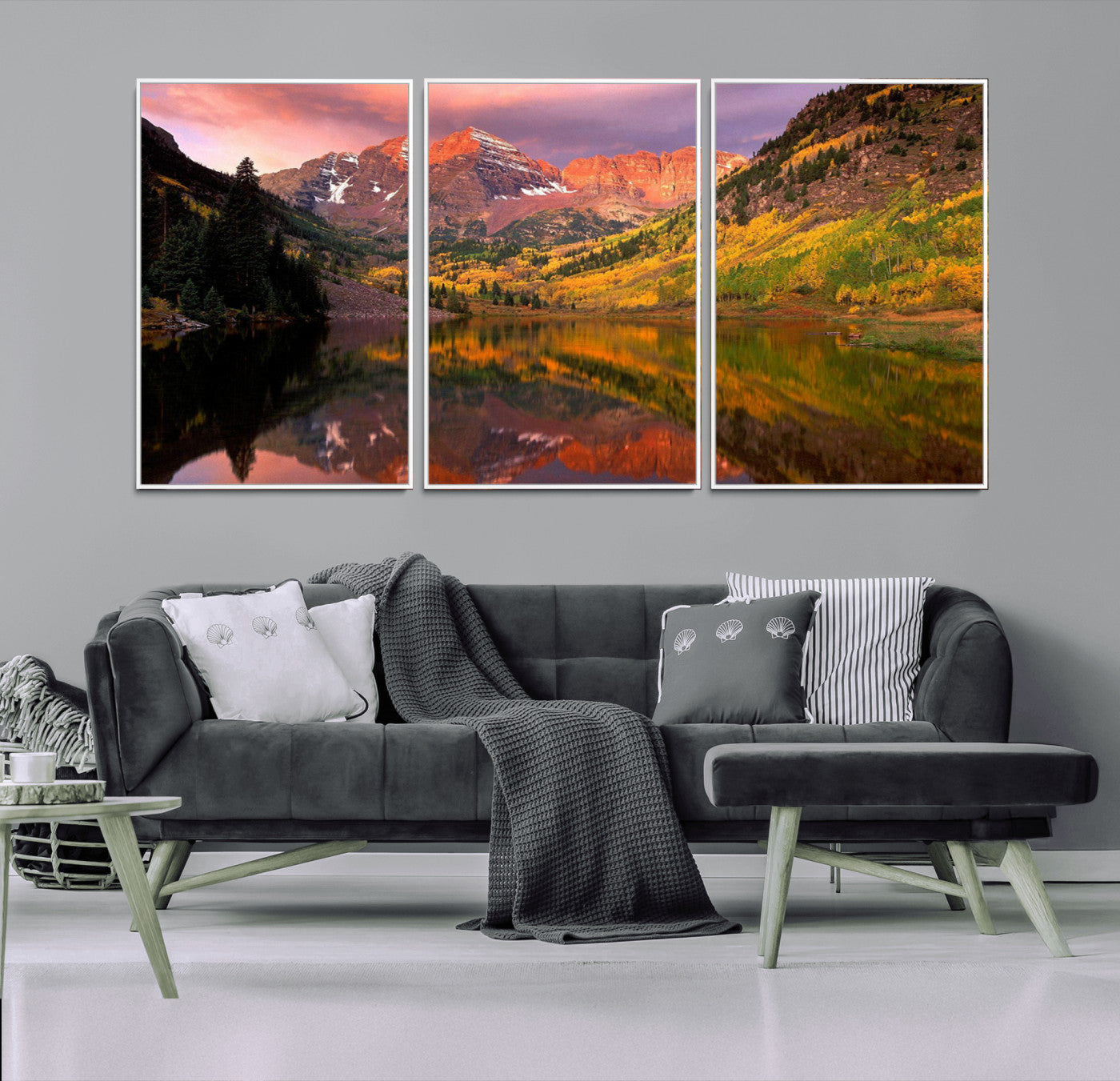 MGV-FC-60X30-3P - Colorado Rockies Mountain Sunset Wall Art | Ready to Hang and Framed | Scenic Nature Landscape