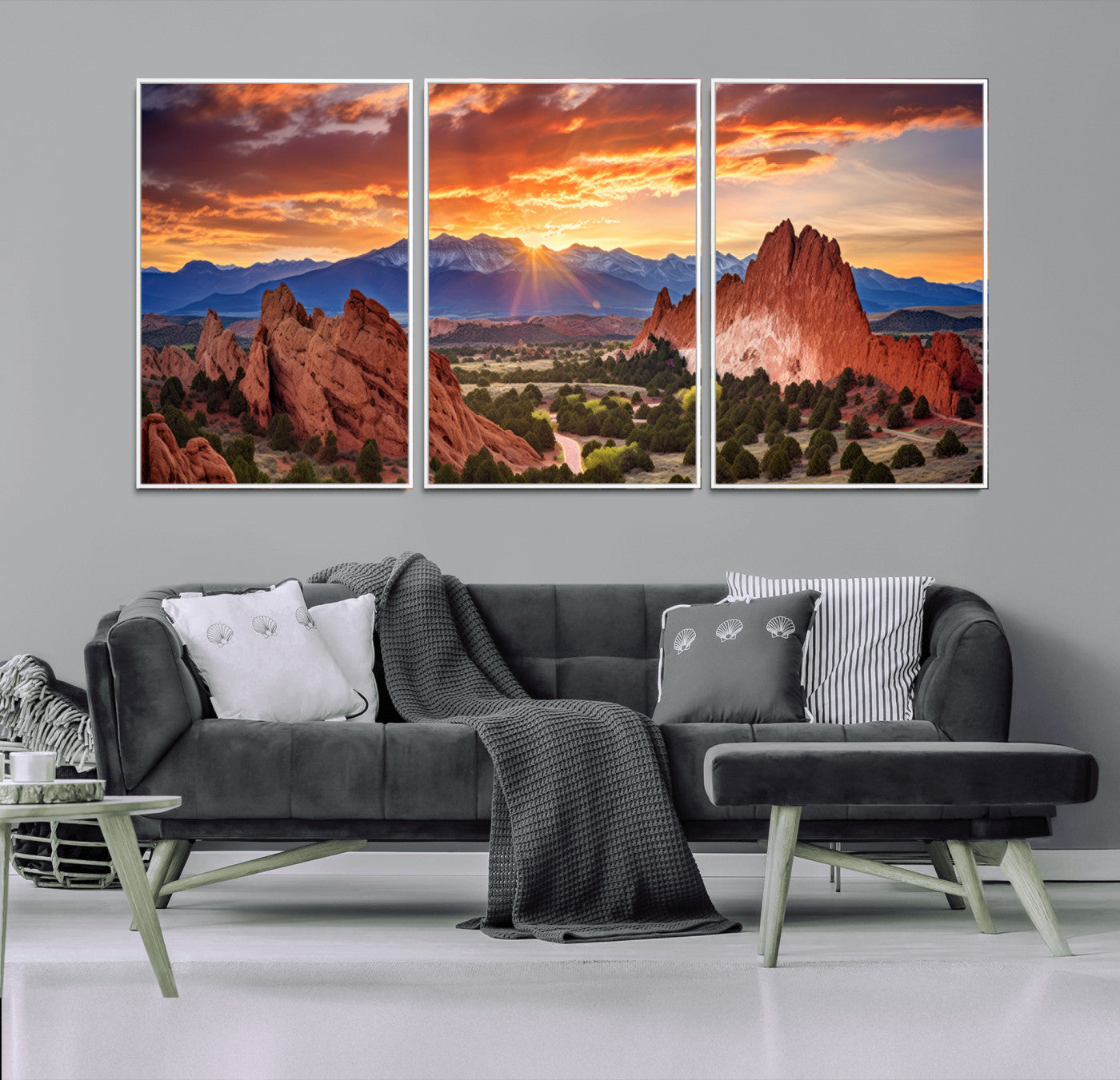 MGV-FC-60X30-3P - Rocky Mountains Sunset Wall Art Canvas Print – Ready to Hang, Framed Colorado Landscape
