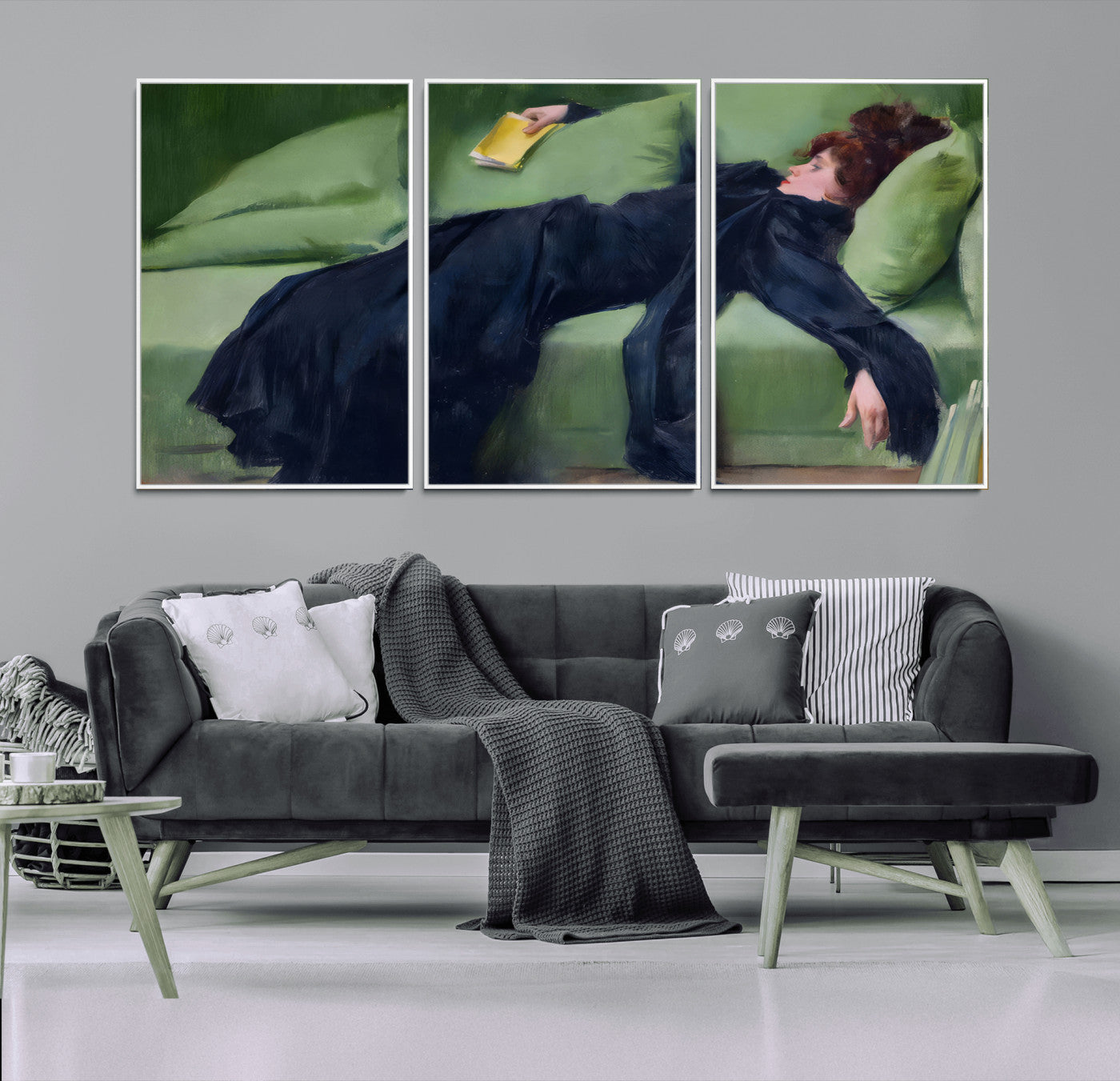 17725-MGV-FC-60X30-3P_White-Decadent Girl by Ramon Casas Wall Art Canvas Print, Framed Decadent Girl Canvas Print