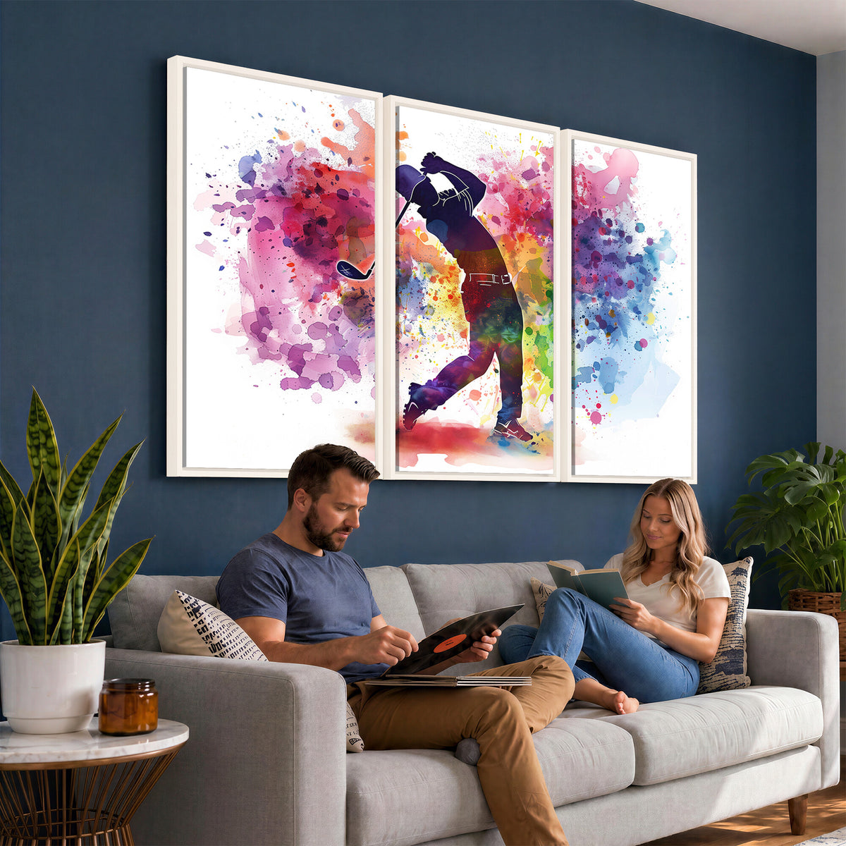 66537-MGV-CV-36X24 - Colorful Golfer Swing Wall Art Canvas Print, Ready to Hang