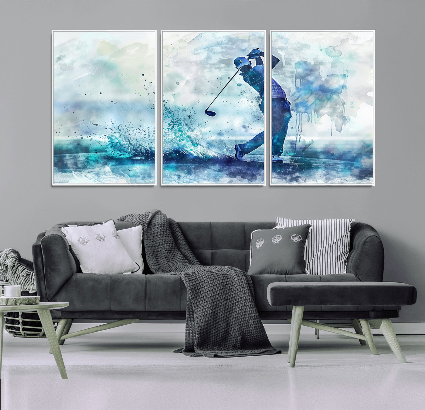 MGV-FC-60X30-3P - Golf Swing Wall Art Canvas Print - Sports-Inspired Watercolor Decor - Ready to Hang