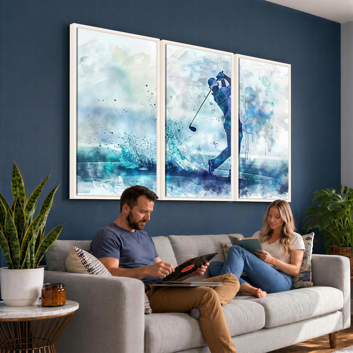 45328-MGV-CV-36X24 - Watercolor Abstract Golf Swing Wall Art Canvas Print
