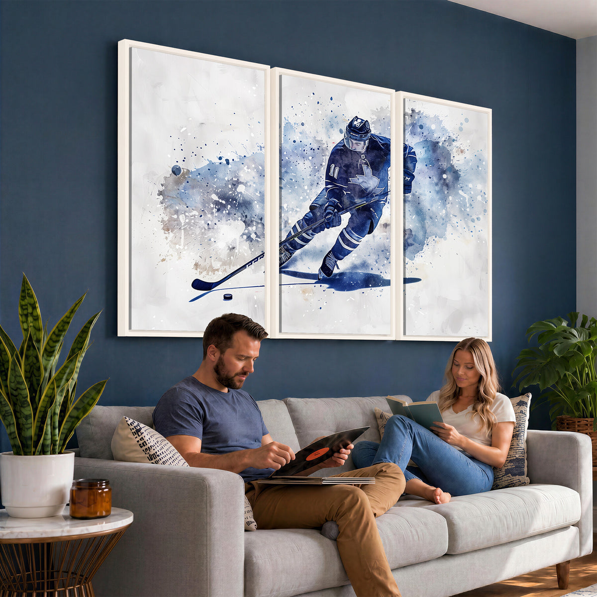 39795-MGV-CV-36X24 - Hockey Player Wall Art Canvas Print