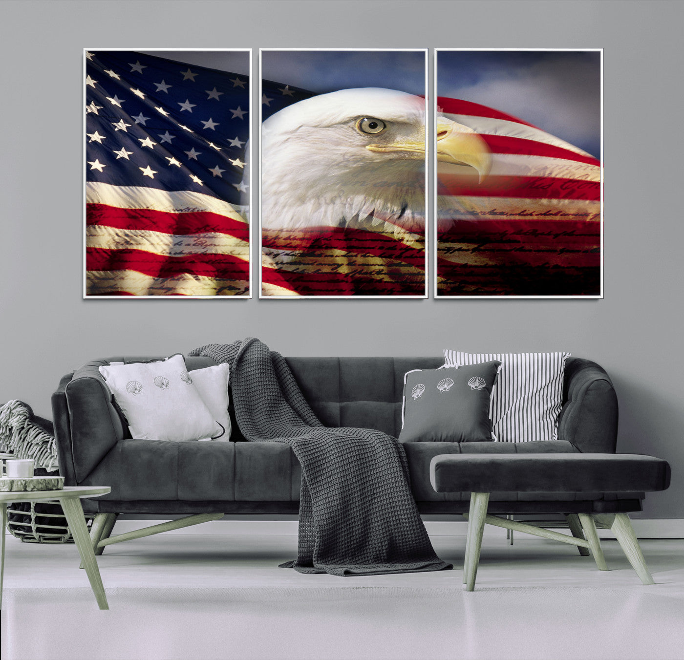MGV-FC-60X30-3P - American Flag Eagle Symbol Wall Art, American Flag Eagle Wall Art Canvas Print