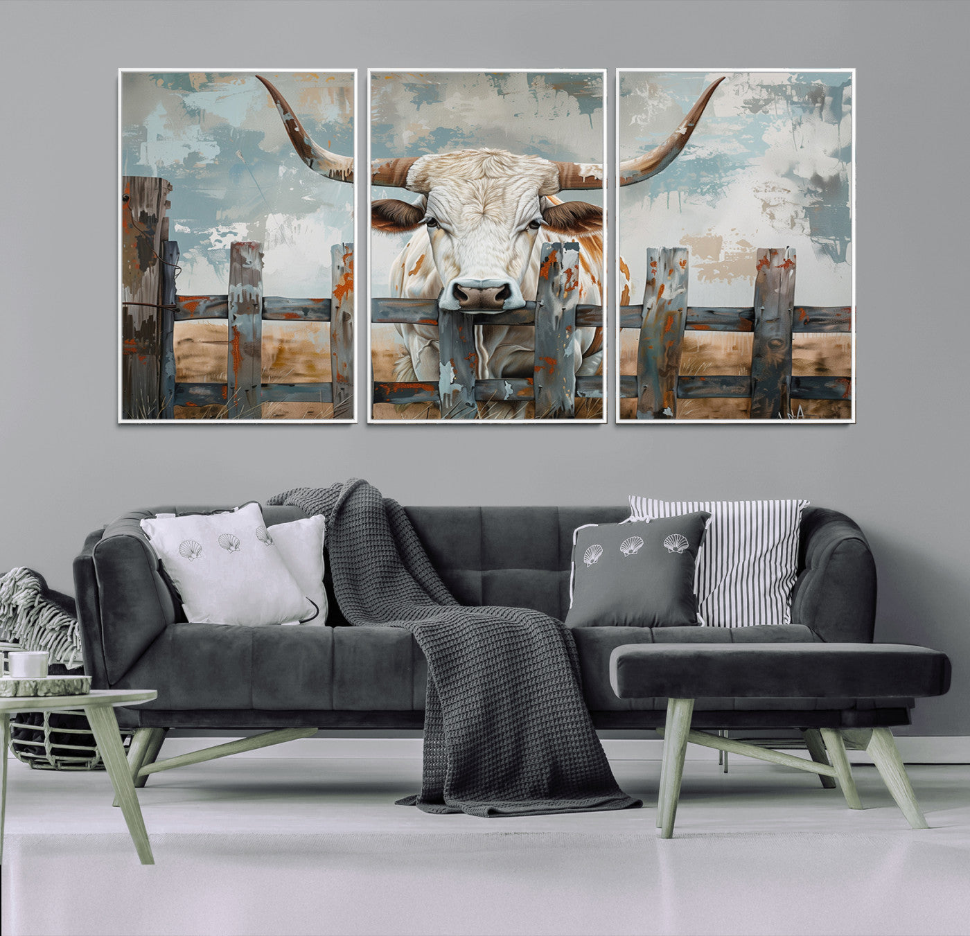 85218-MGV-CV-36X24-Vintage Cow Wall Art Canvas Print for Farmhouse Wall Decor Theme, Cattle Wall Art Print