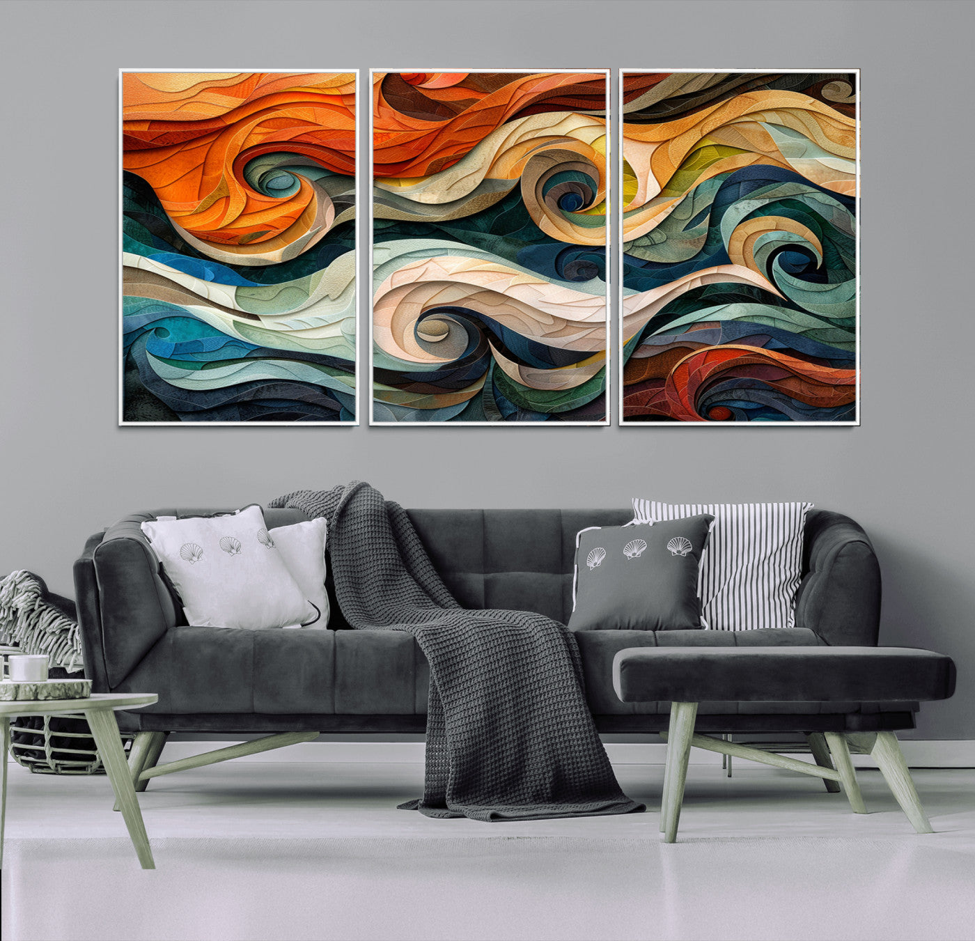 -Abstract Wave Wall Art | Ready to Hang Framed Canvas Print | Vibrant Home Decor for Modern Spaces
