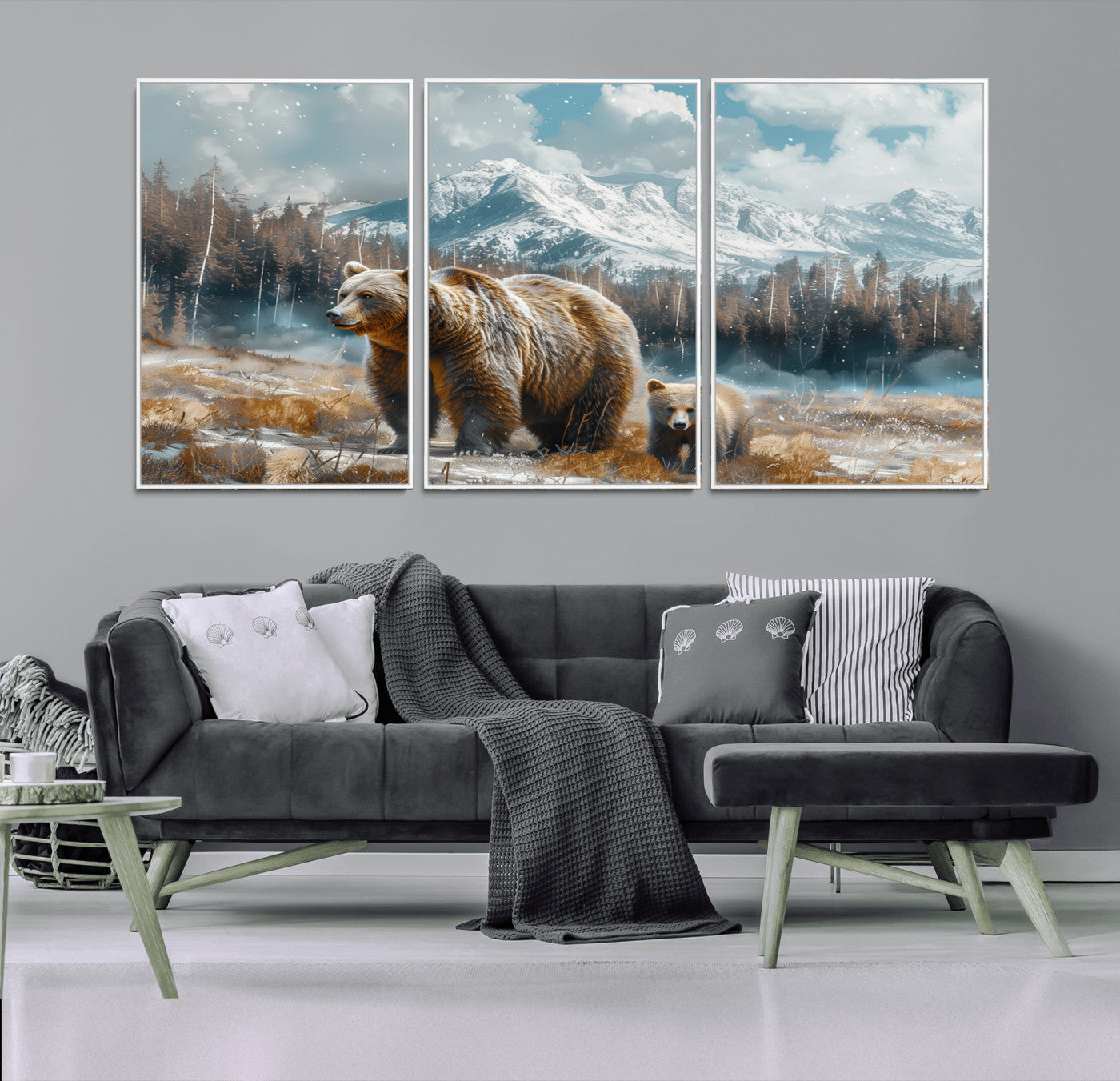 MGV-FC-60X30-3P - Bear and Baby Bear Wall Art Canvas Print