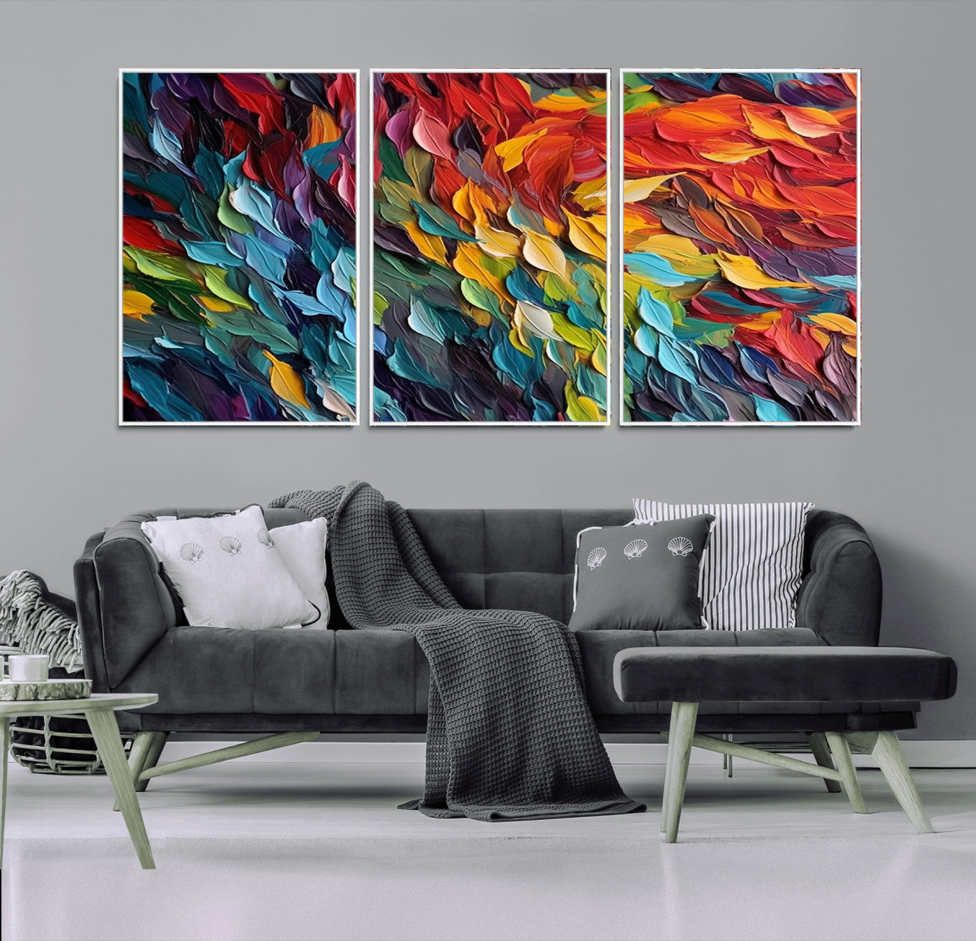 -Vibrant Abstract Leaf Wall Art Canvas Print | Bold Colorful Canvas for Living Room or Office | Ready
