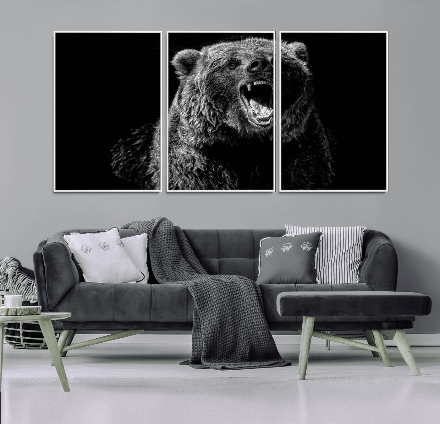 57891-MGV-CV-36X24-Bear Canvas Print | Wildlife Wall Art for Cabin Decor | Ready to Hang Framed