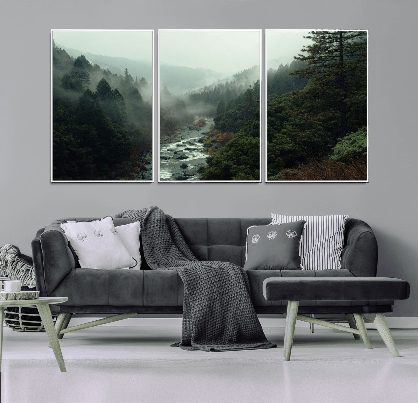 95112-MGV-CV-36X24-Misty Forest Wall Art | Ready to Hang and Framed | Tranquil Nature Landscape for Living Room or