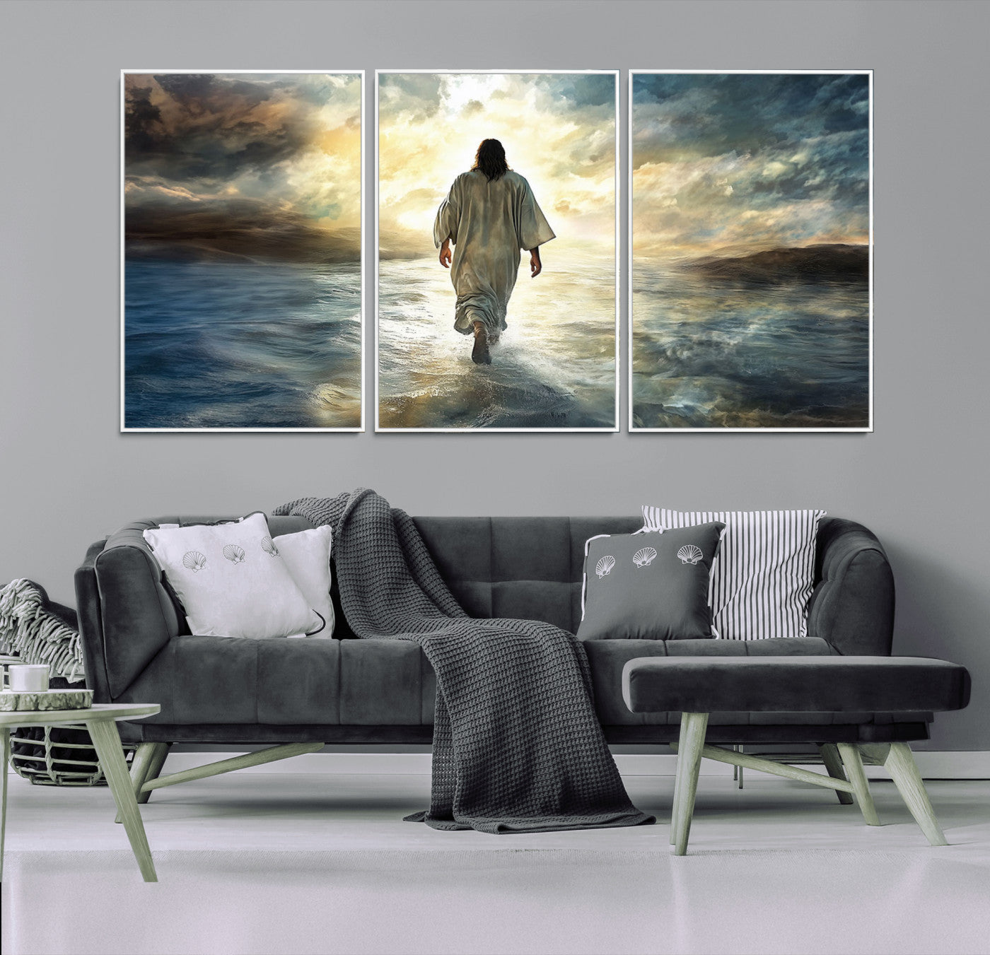 82295-MGV-CV-36X24-Jesus Walking on Water Wall Art | Canvas Print | Ready to Hang | Christian Home Decor | Spiritual