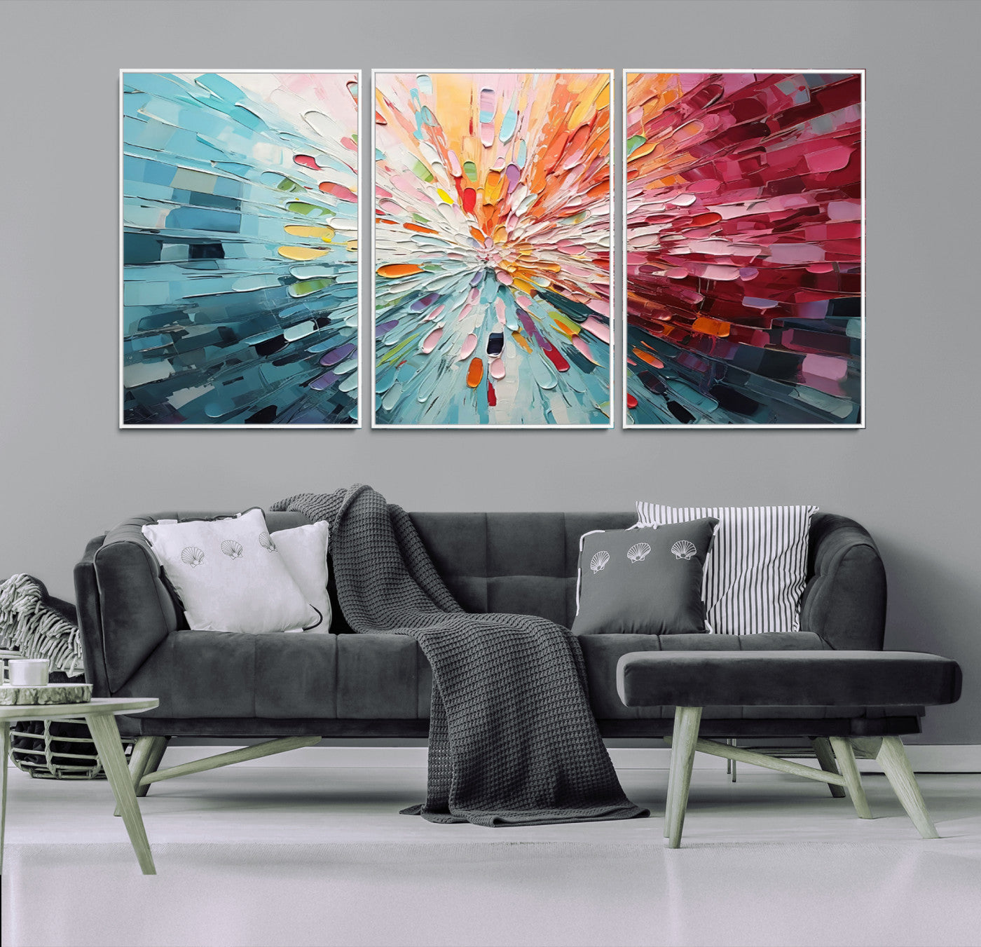 47065-MGV-CV-36X24-Radiant Bloom Abstract Floral Wall Art Canvas Print - Colorful Burst - Modern Living Room Decor -