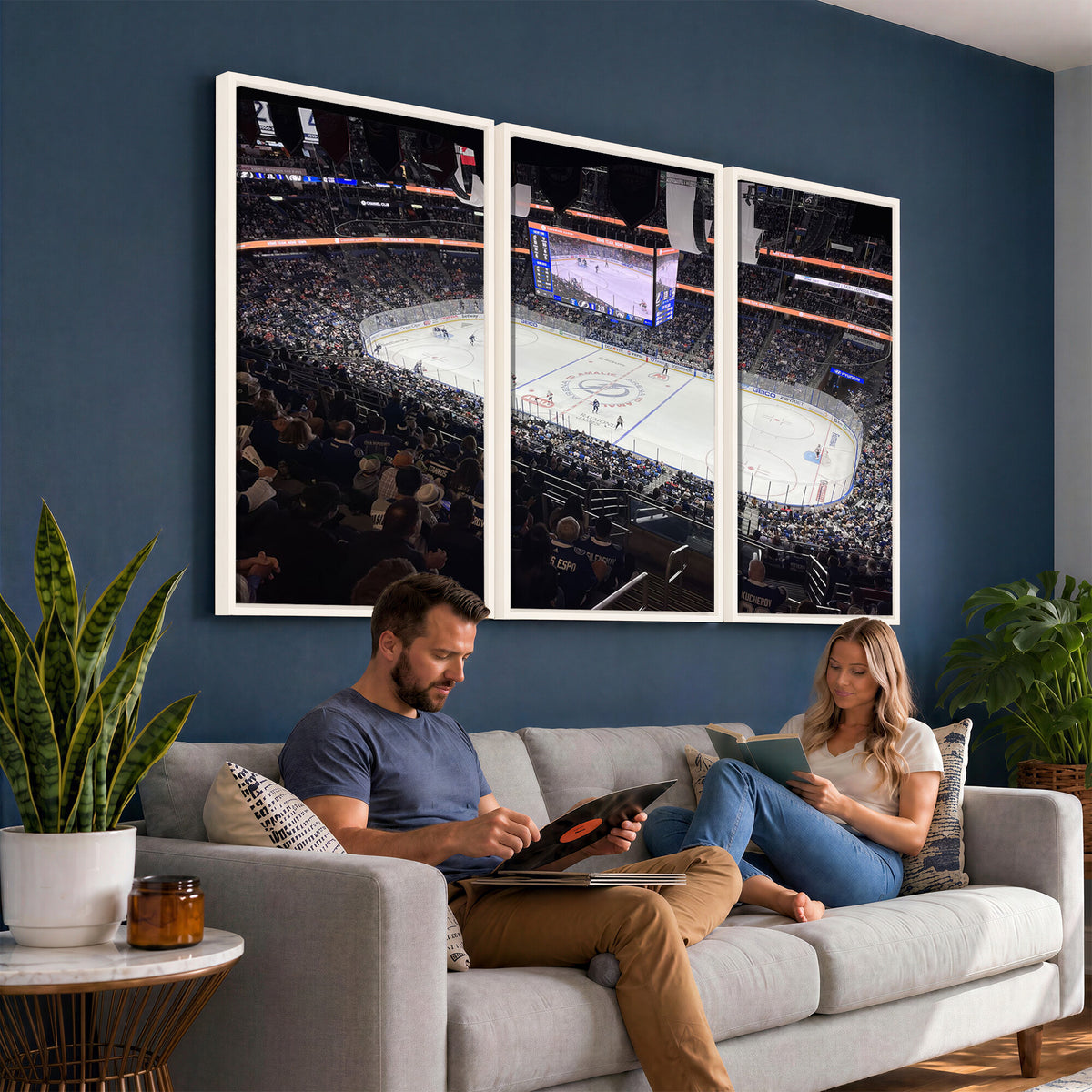 51641-MGV-CV-36X24 - Amalie Arena Florida Wall Art Canvas Print, NHL Hockey, Framed and Ready to Hang