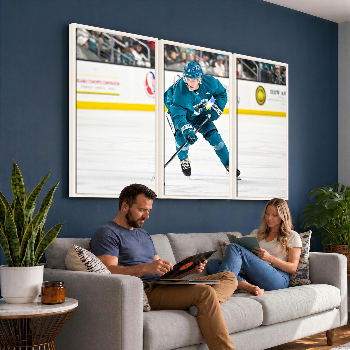 69179-MGV-CV-36X24 - San Jose Sharks Ice Hockey Player Wall Art Canvas Print