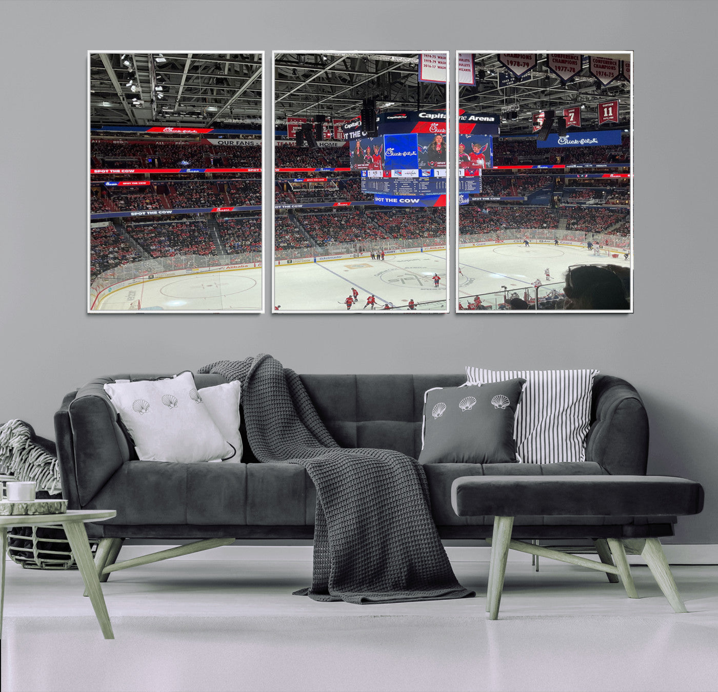 71287-MGV-CV-36X24-Washington Capitols New York Rangers Ice Hockey Game Stadium Wall Art Canvas Print