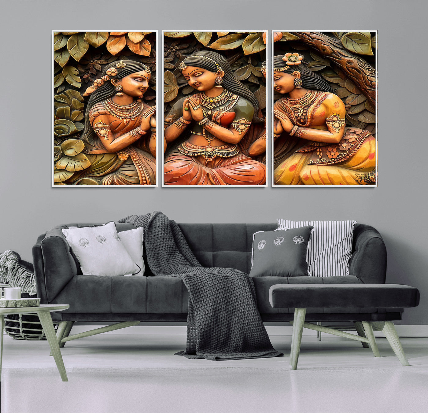 12926-MGV-CV-36X24-Indian Woman Statue Wall Art Canvas Print